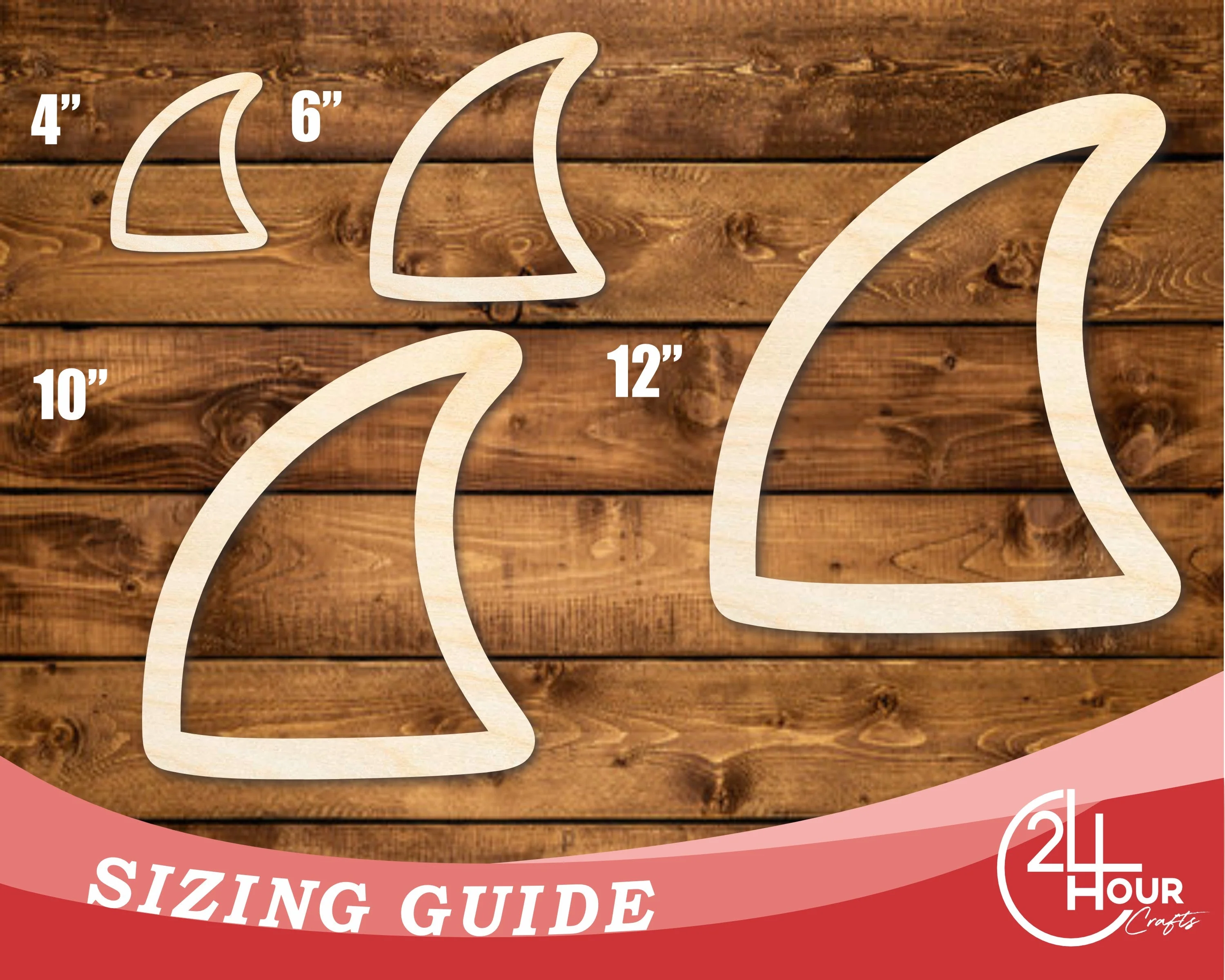 Unfinished Wood Shark Fin Outline Shape | DIY Craft Cutout | up to 46" DIY - Image 3