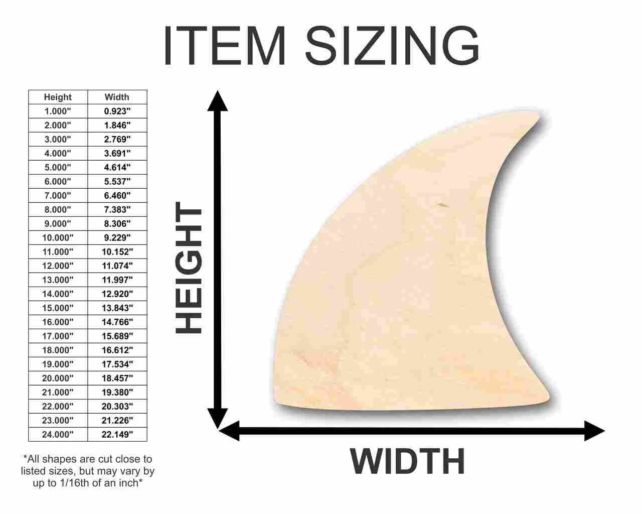 Unfinished Wood Shark Fin Shape - Ocean - Beach - Nursery - Craft - up to 46" DIY - Image 2