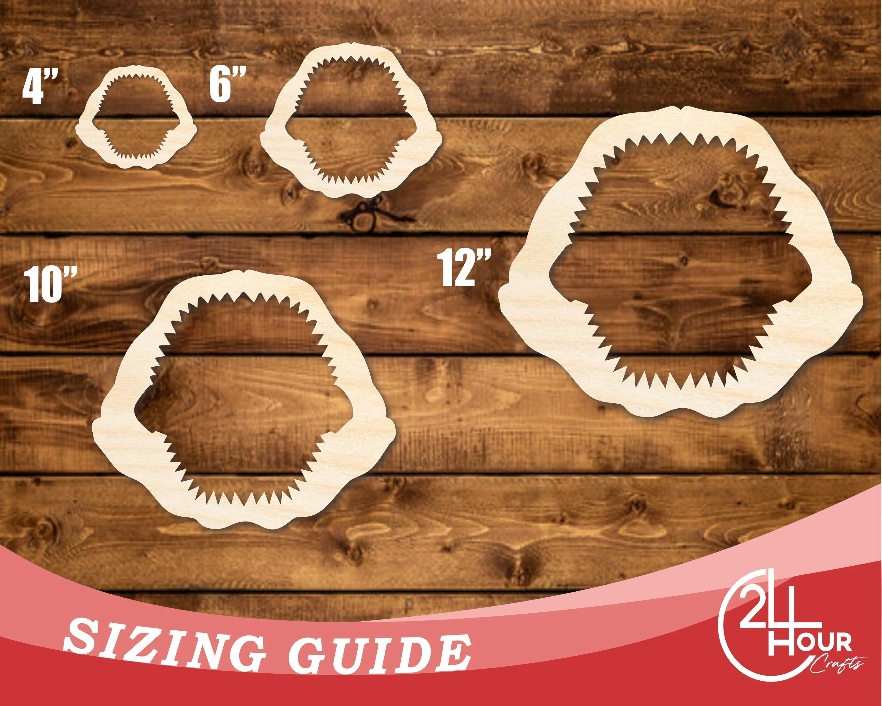 Unfinished Wood Shark Jaw Shape | DIY Craft Cutout | up to 46" DIY - Image 3