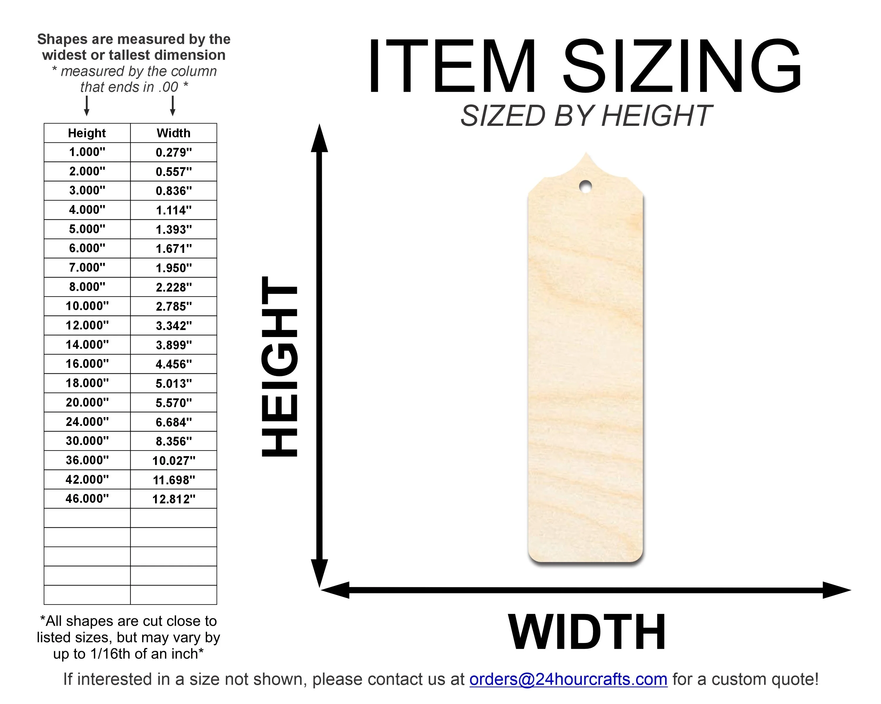 Unfinished Wood Sharp Pointed Top Bookmark Shape | DIY Craft Cutout | up to 12" DIY - Image 2