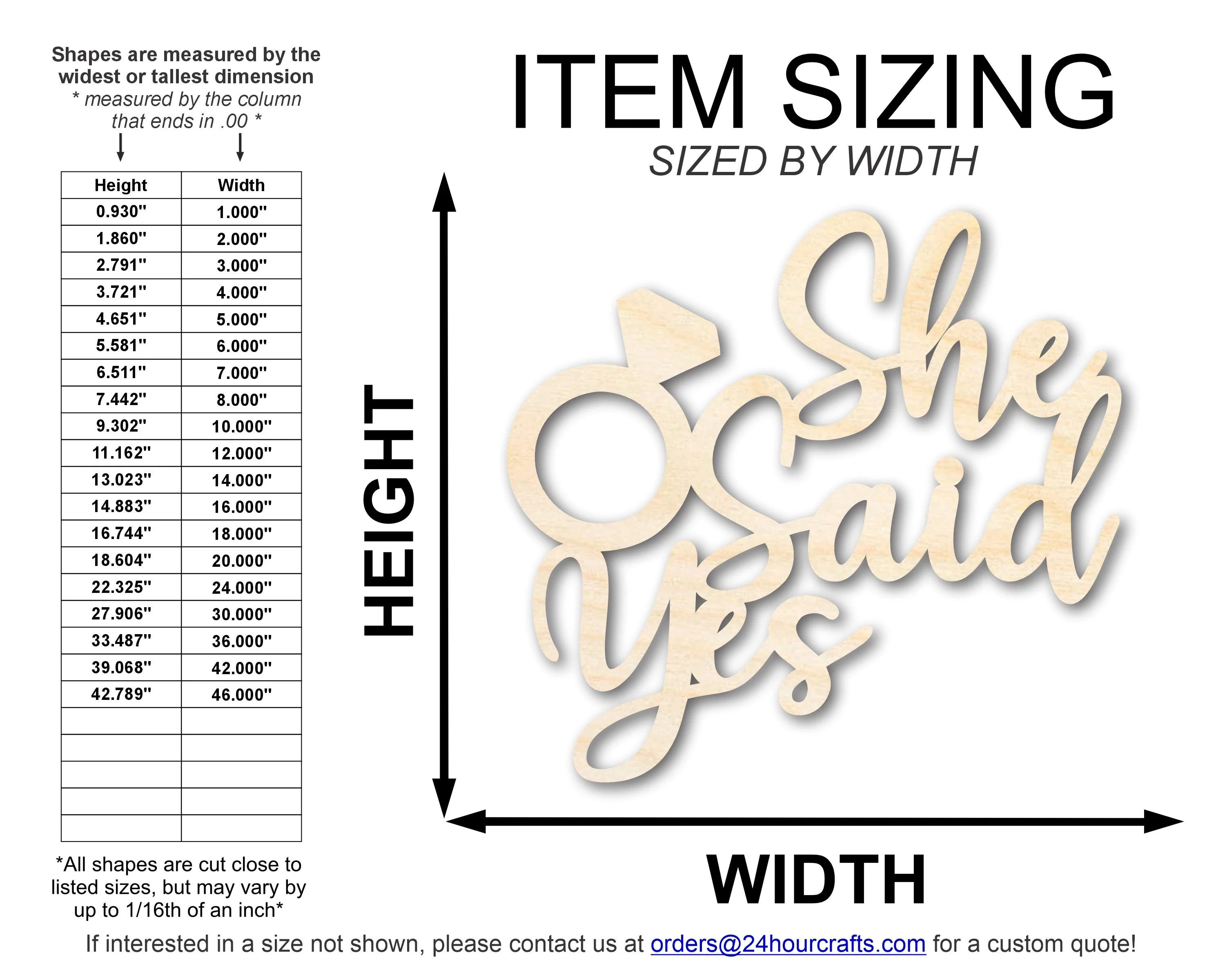 Unfinished Wood She Said Yes Shape | DIY Craft Cutout | up to 46" DIY - Image 2
