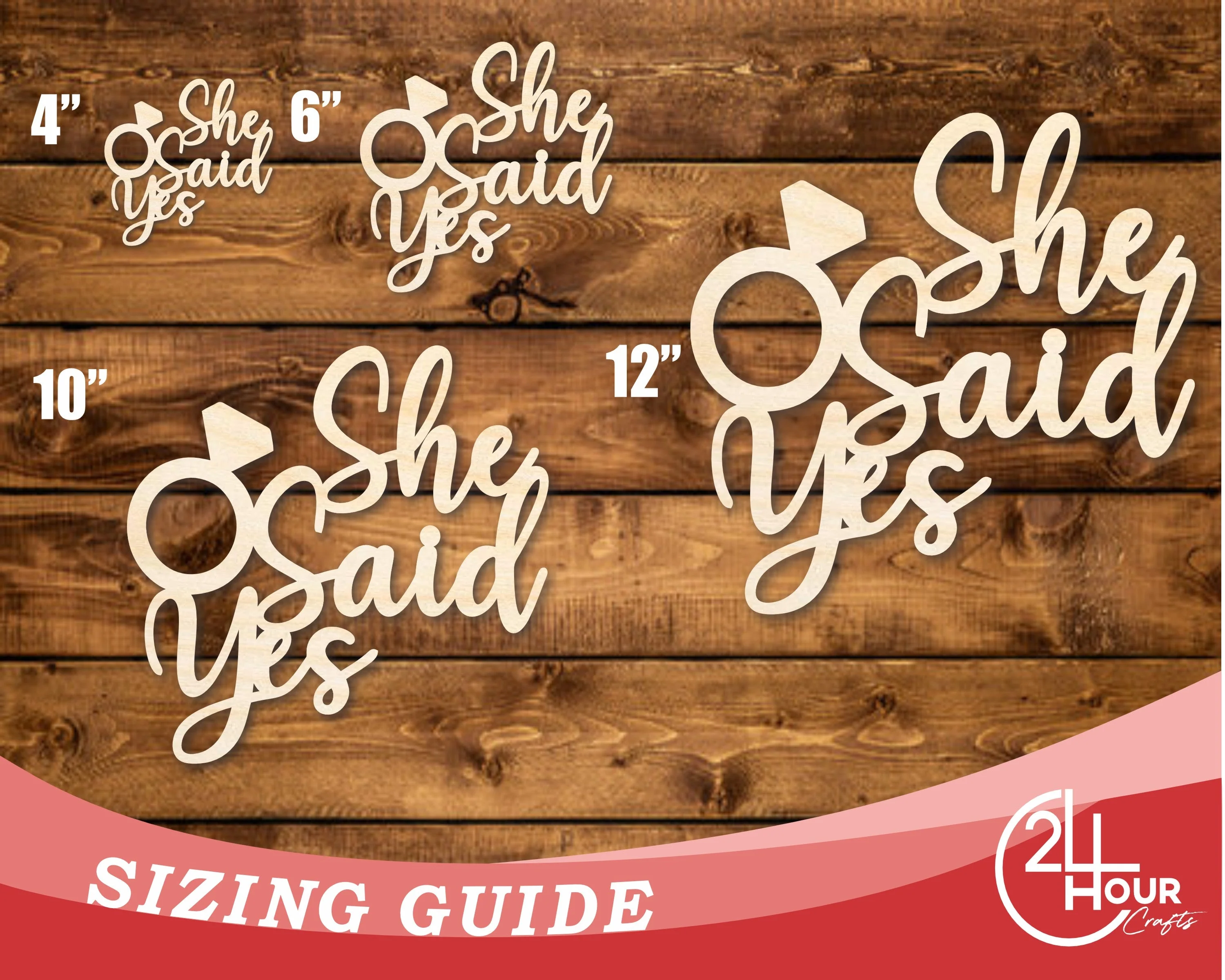 Unfinished Wood She Said Yes Shape | DIY Craft Cutout | up to 46" DIY - Image 3