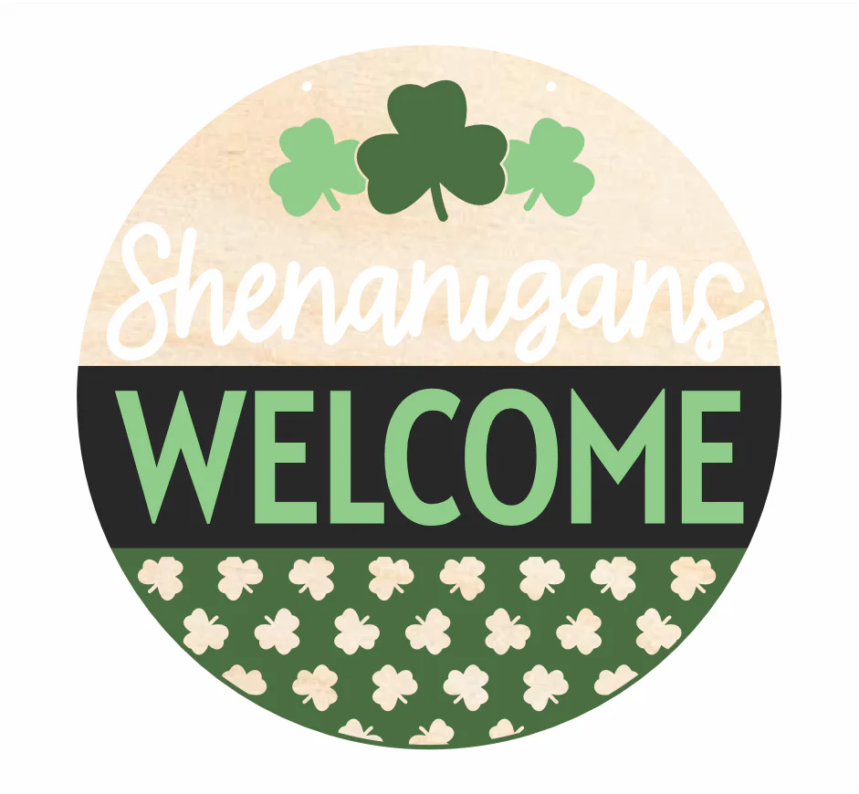 Unfinished Wood Shenanigans Welcome Door Sign Kit | Wood Craft Cutouts | 1/4" Thick | - Image 2