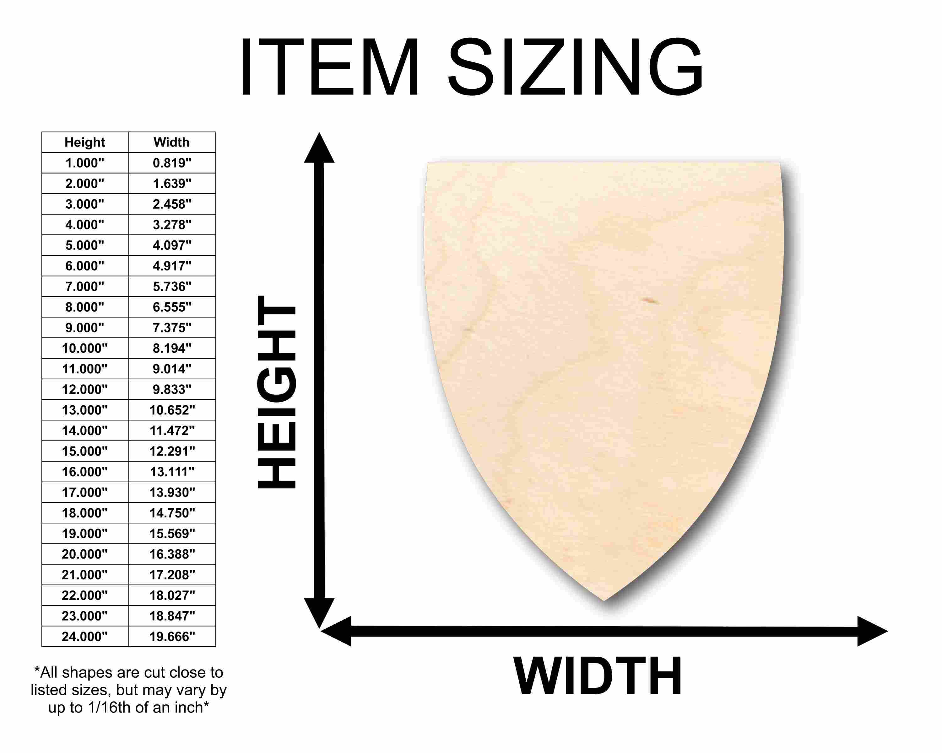 Unfinished Wood Shield Flat Top Silhouette - Craft- up to 46" DIY - Image 2