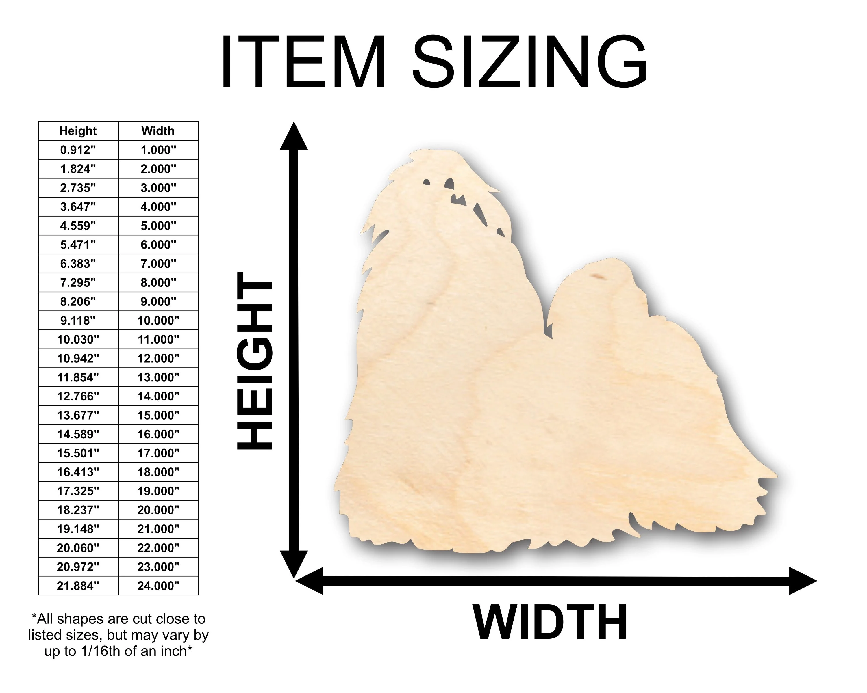 Unfinished Wood Shih Tzu Dog Shape - Craft - up to 46" DIY - Image 2