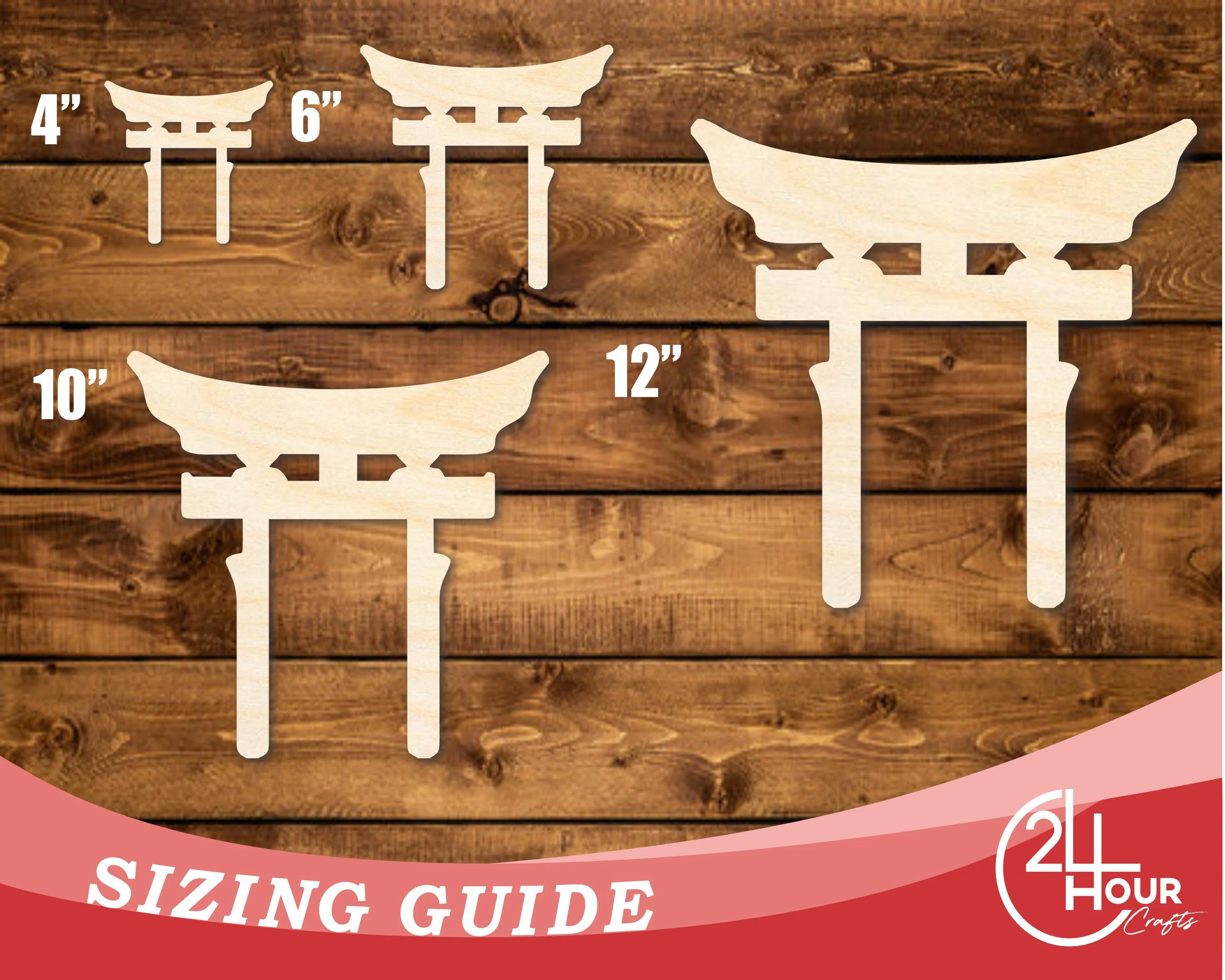 Unfinished Wood Shinto Symbol Shape | DIY Craft Cutout | up to 46" DIY - Image 3