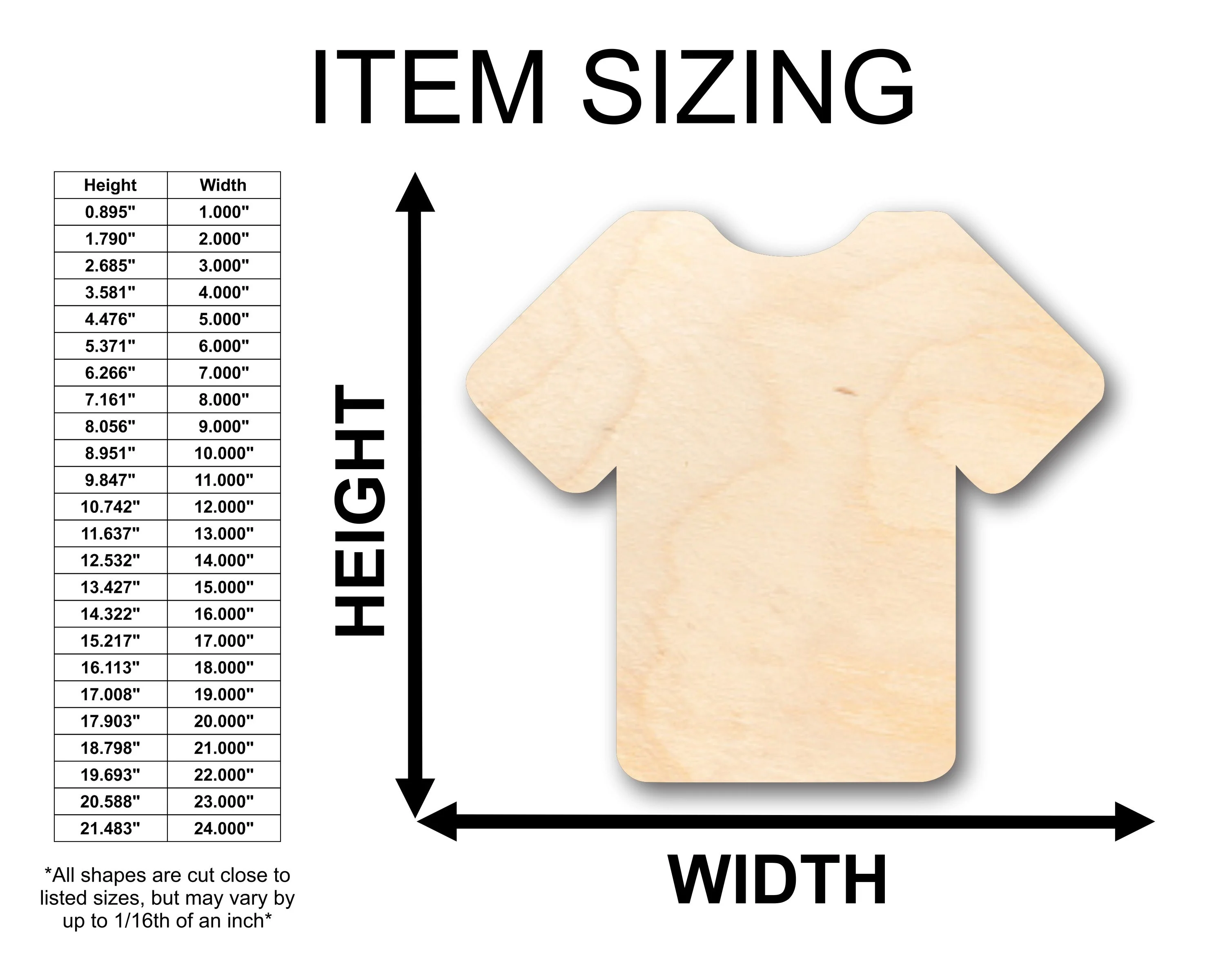 Unfinished Wood Shirt T Shirt Jersey Shape - Craft - up to 46" DIY - Image 2