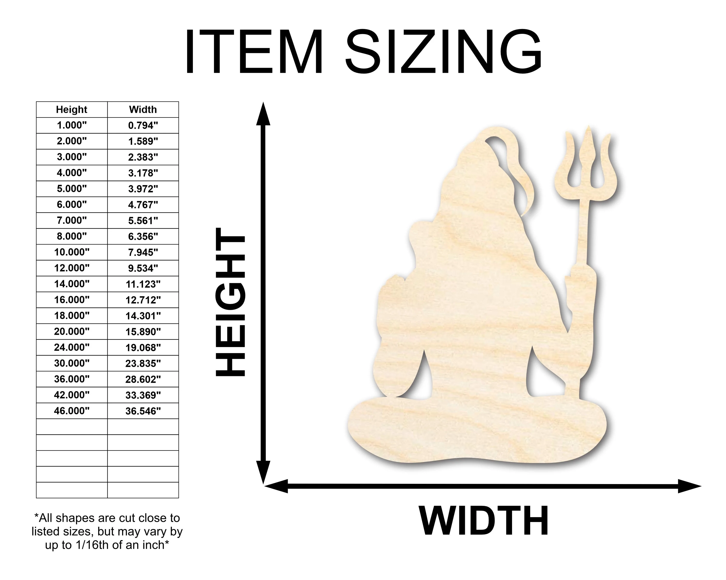 Unfinished Wood Shiva Shape - Craft - up to 46" - Image 2