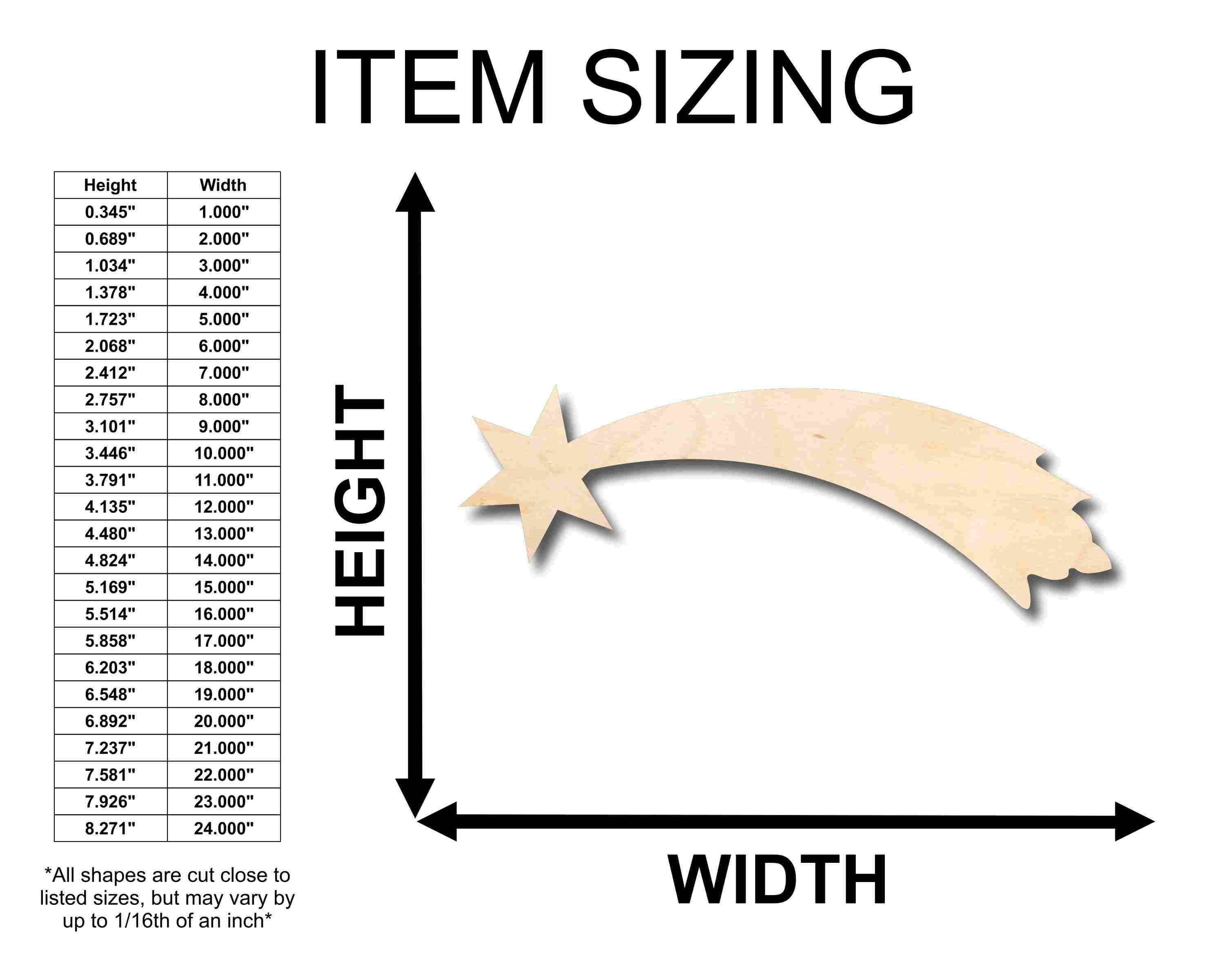 Unfinished Wood Shooting Star Silhouette - Craft- up to 46" DIY - Image 2