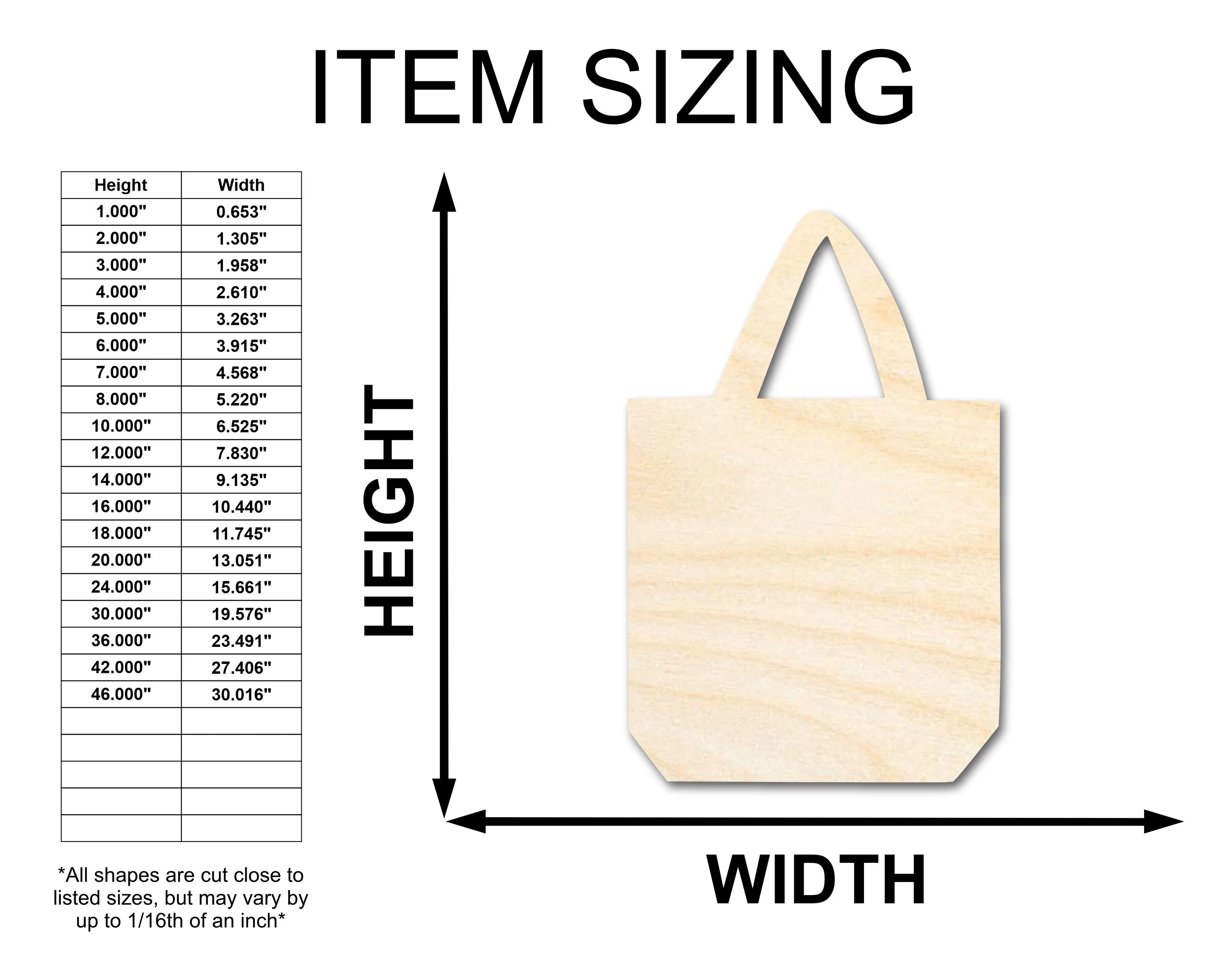 Unfinished Wood Shopping Bag Shape | Craft Cutout | up to 46" DIY - Image 2