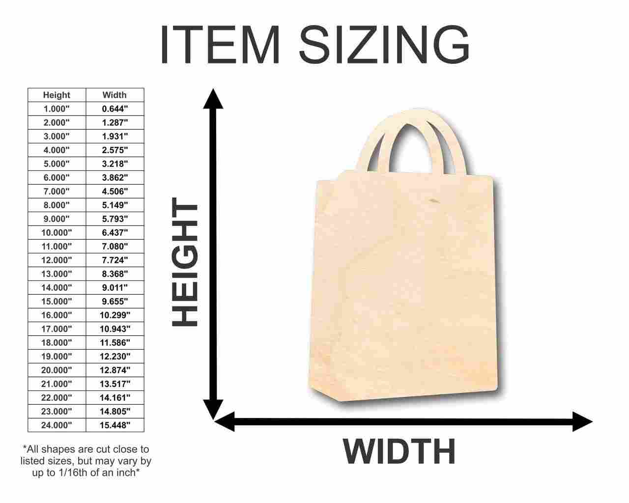 Unfinished Wood Shopping Bag Shape - Craft - up to 46" DIY - Image 2