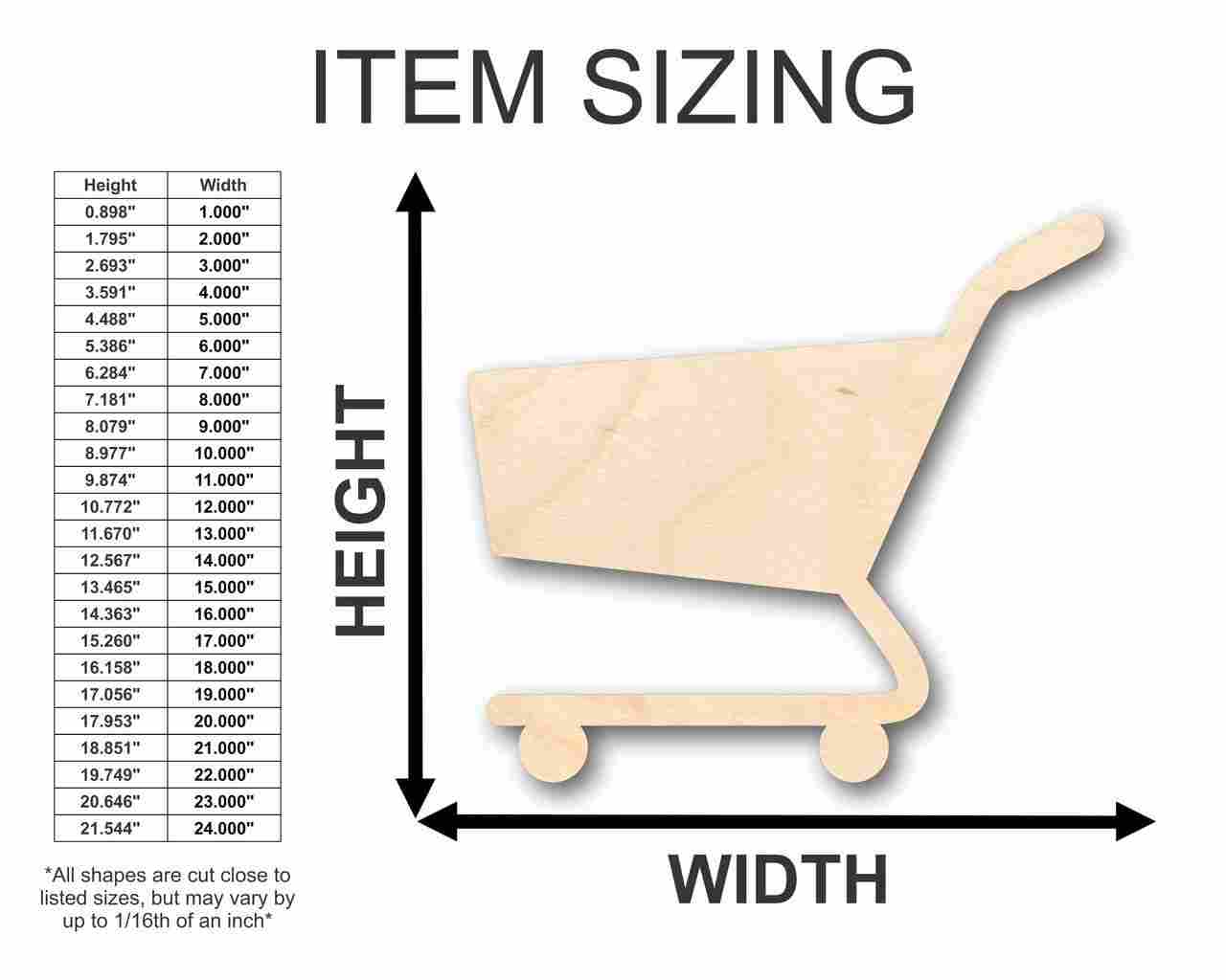 Unfinished Wood Shopping Cart Shape - Craft - up to 46" DIY - Image 2
