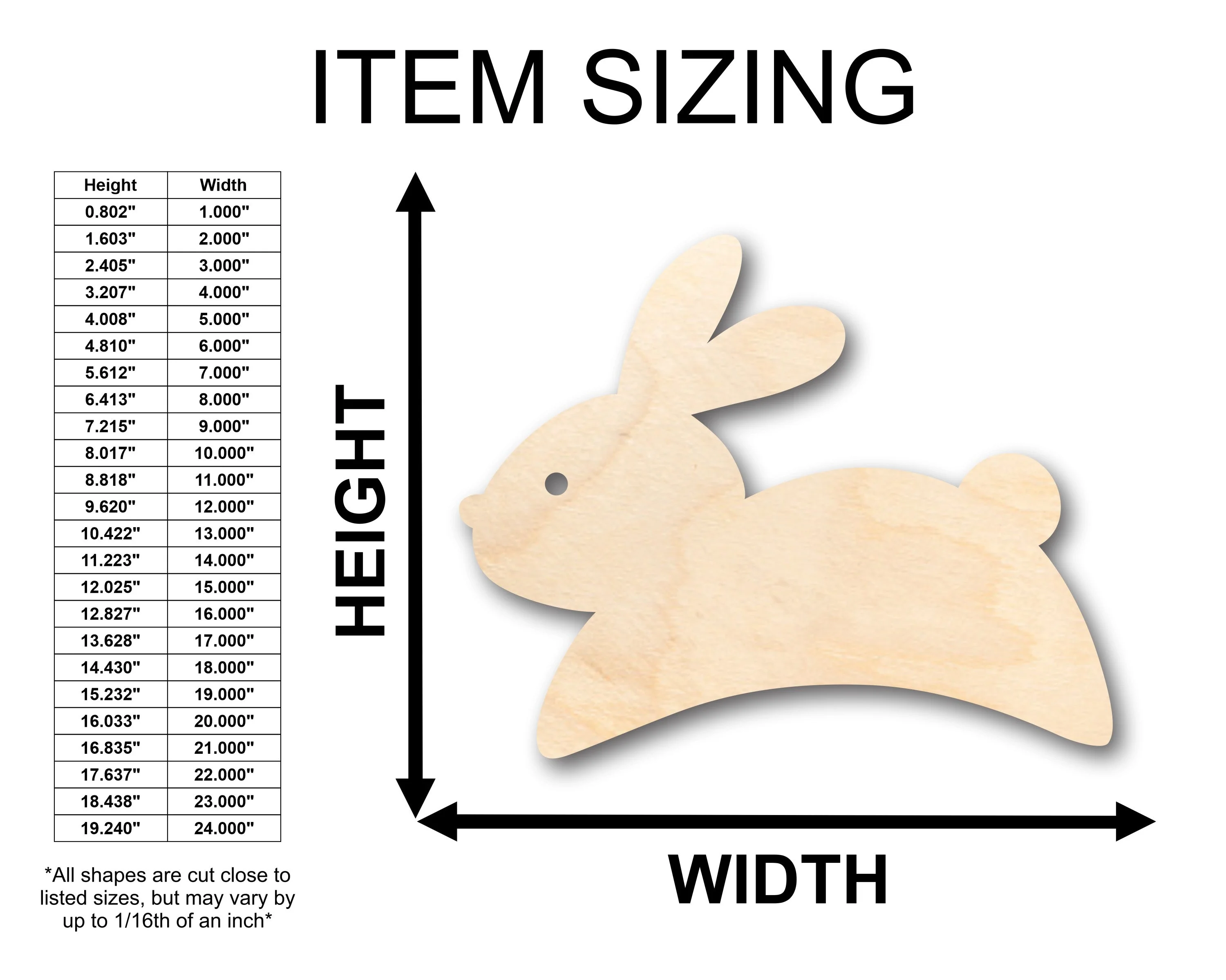Unfinished Wood Simple Bunny Shape - Craft - up to 46" DIY - Image 2