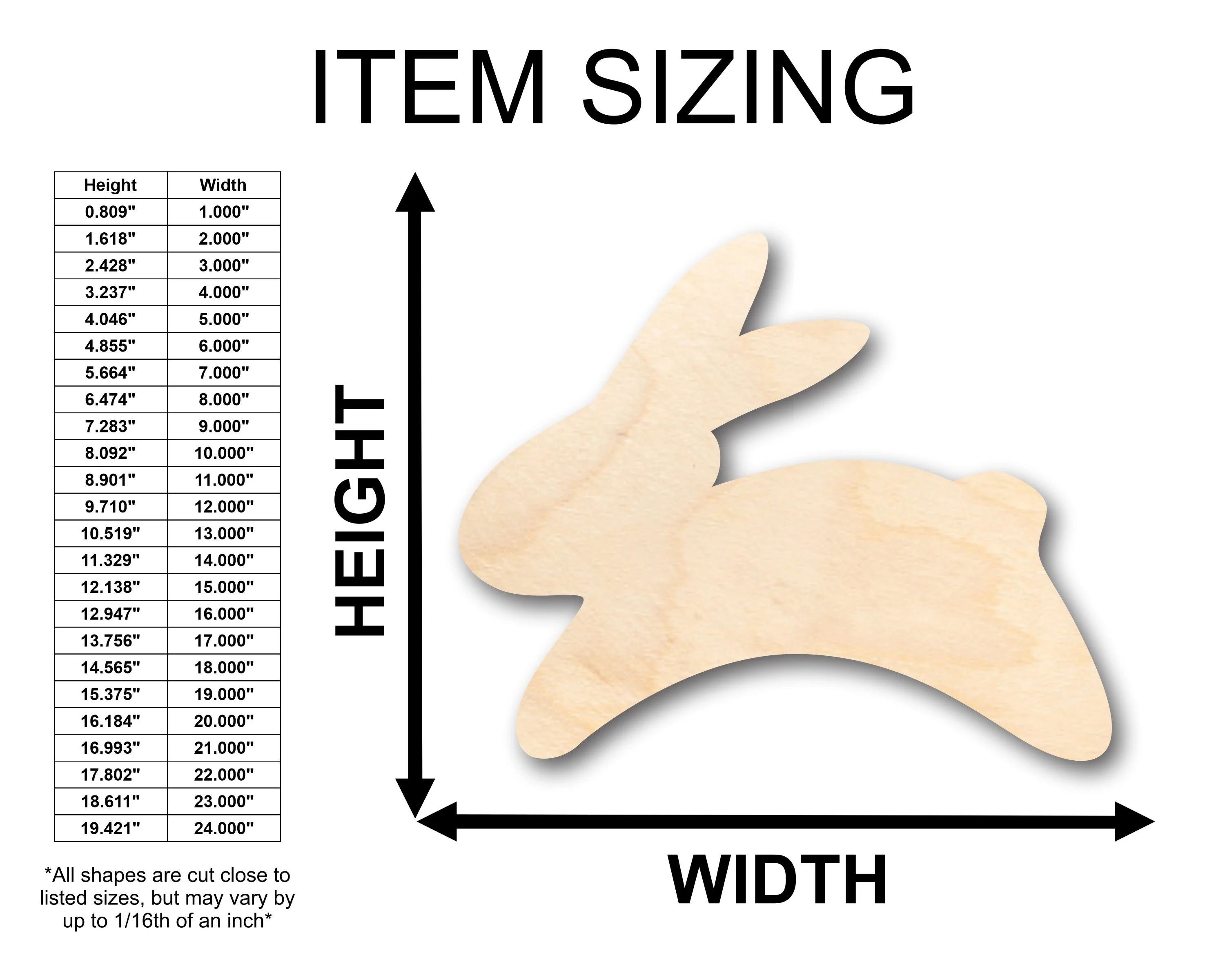 Unfinished Wood Simple Bunny Shape - Craft - up to 46" DIY - Image 2
