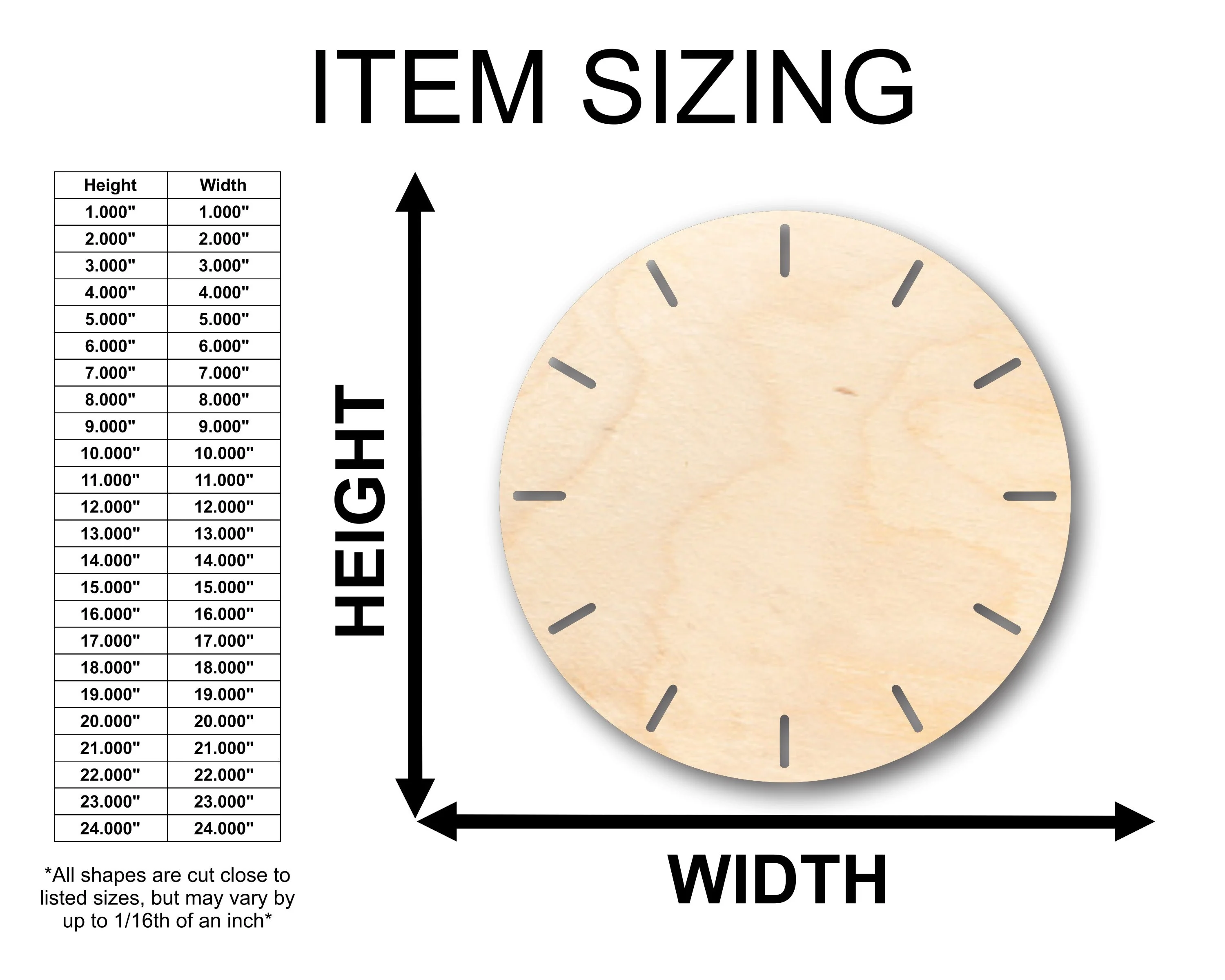 Unfinished Wood Simple Clock Shape - Craft - up to 46" DIY - Image 2