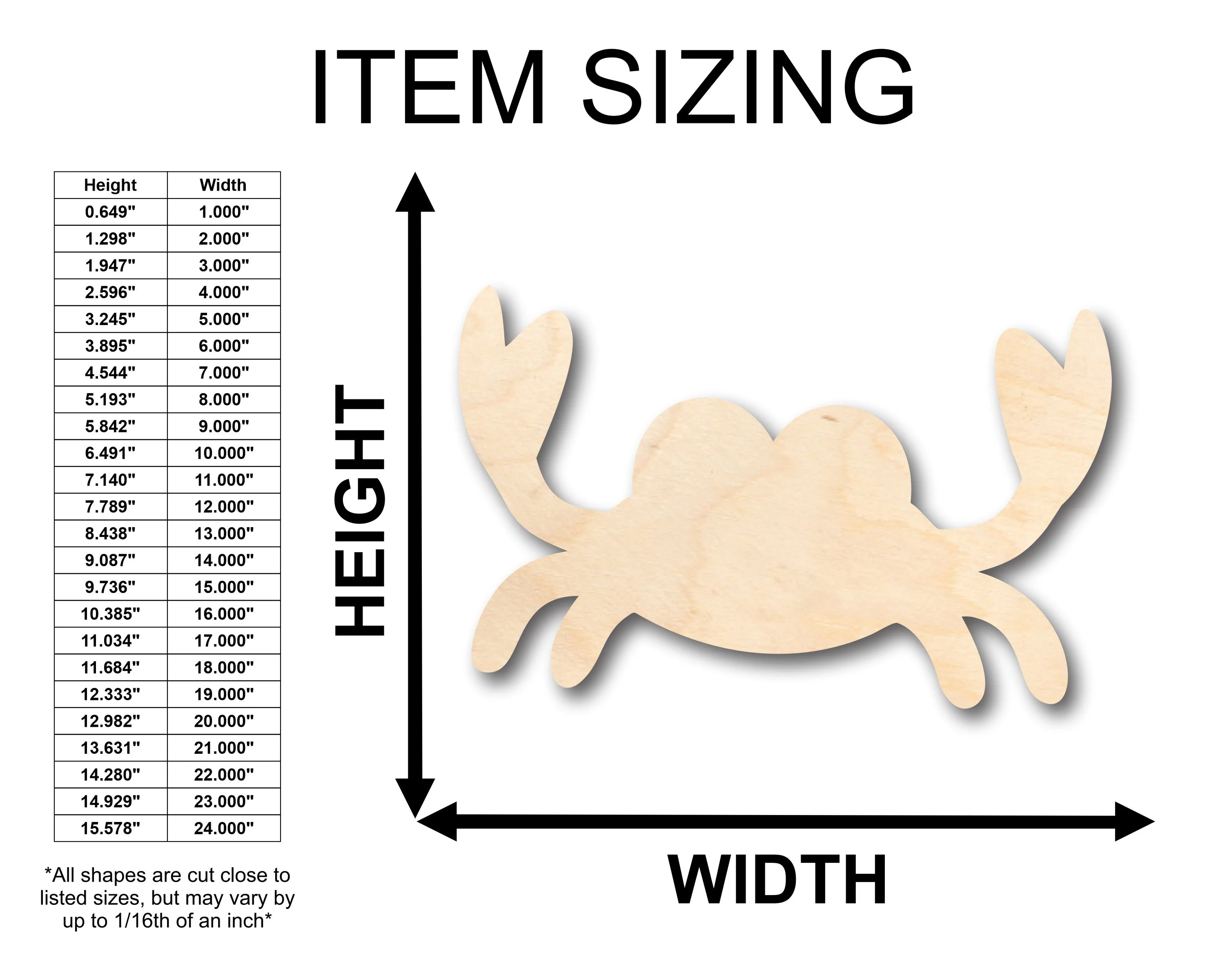 Unfinished Wood Simple Crab Shape - Craft - up to 46" DIY - Image 2