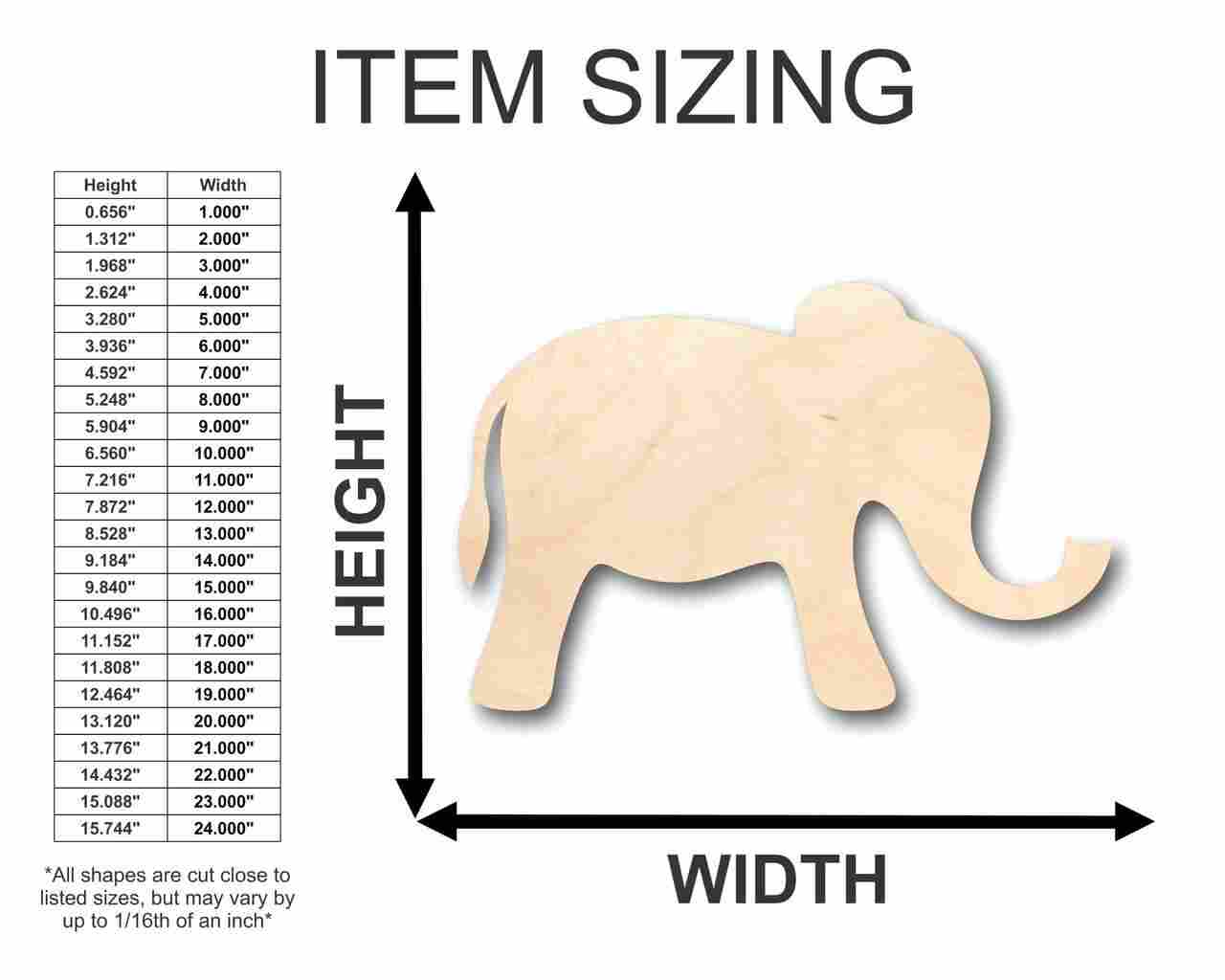 Unfinished Wood Simple Elephant Shape - Animal - Wildlife - Craft - up to 46" DIY - Image 2