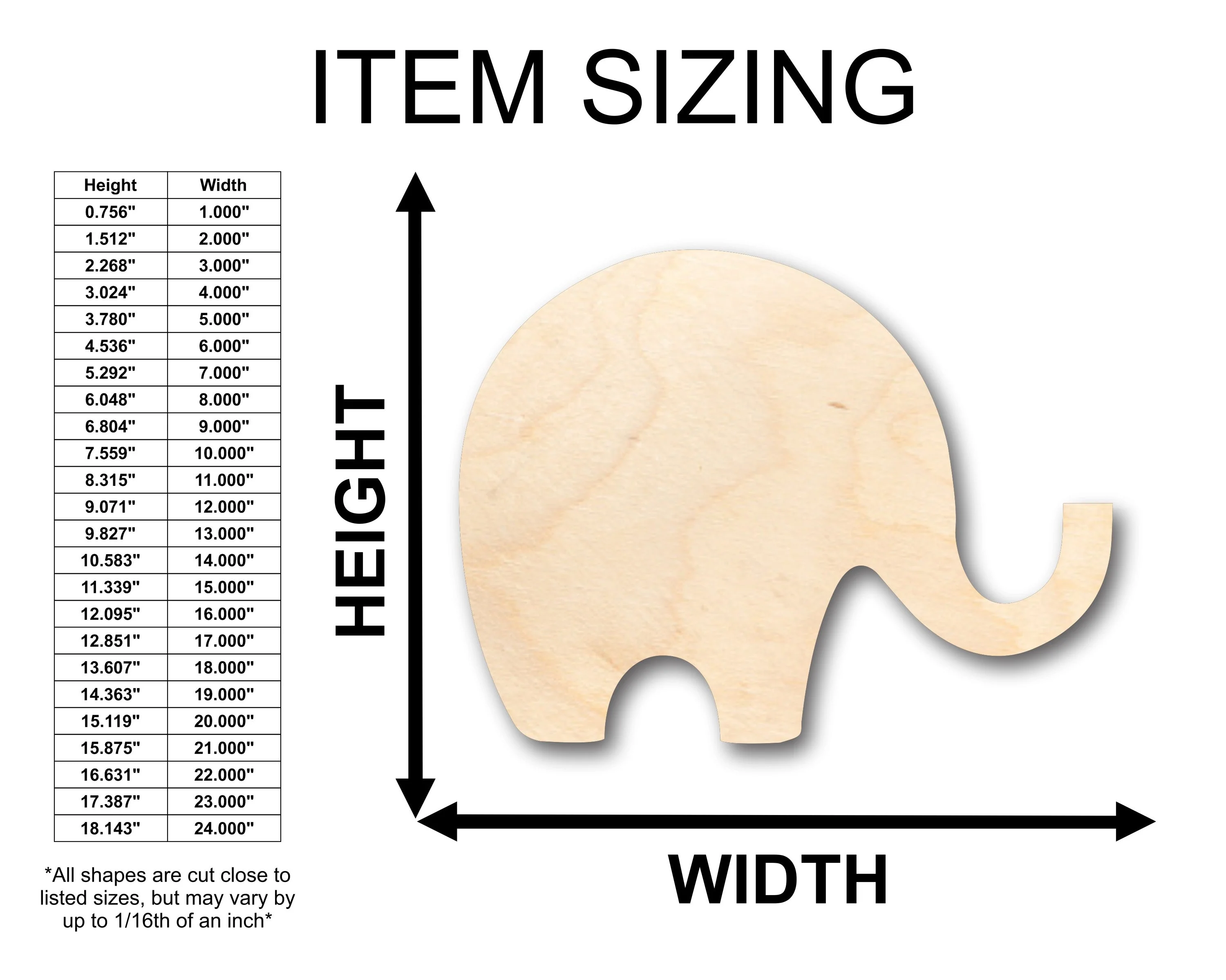 Unfinished Wood Simple Elephant Shape - Craft - up to 46" DIY - Image 2