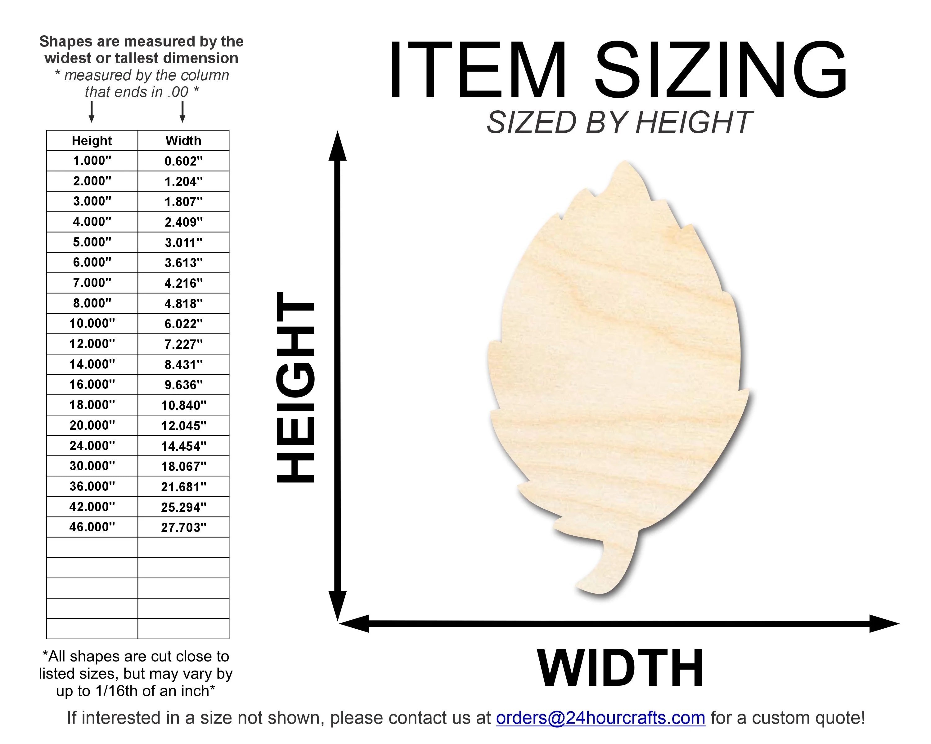 Unfinished Wood Simple Fall Leaf Shape | DIY Craft Cutout | up to 46" DIY - Image 2