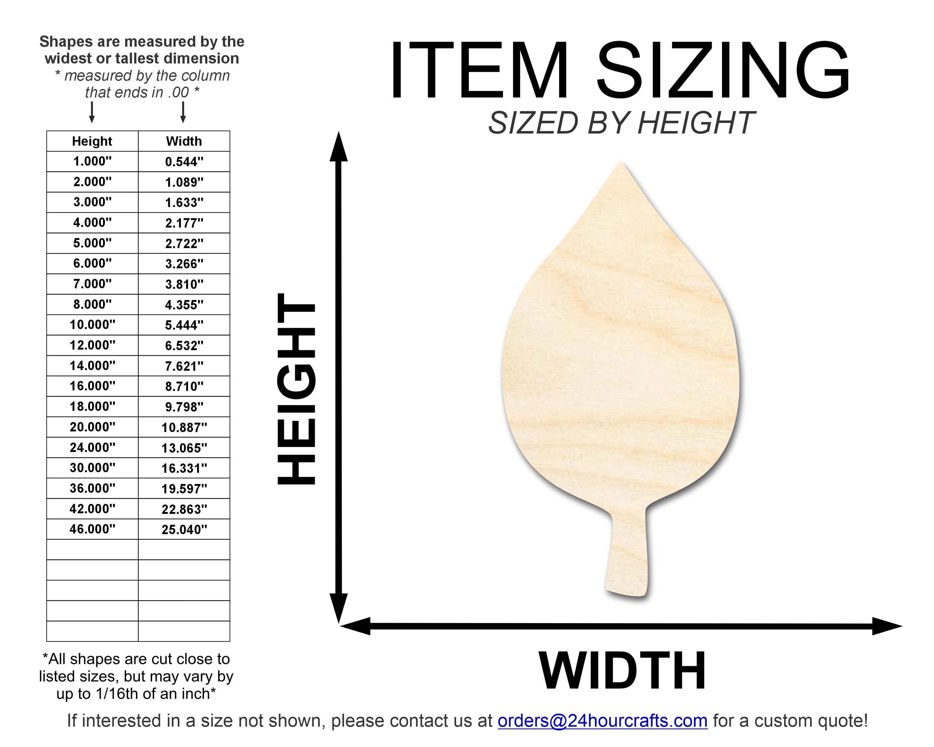 Unfinished Wood Simple Fall Leaf Shape | DIY Craft Cutout | up to 46" DIY - Image 2