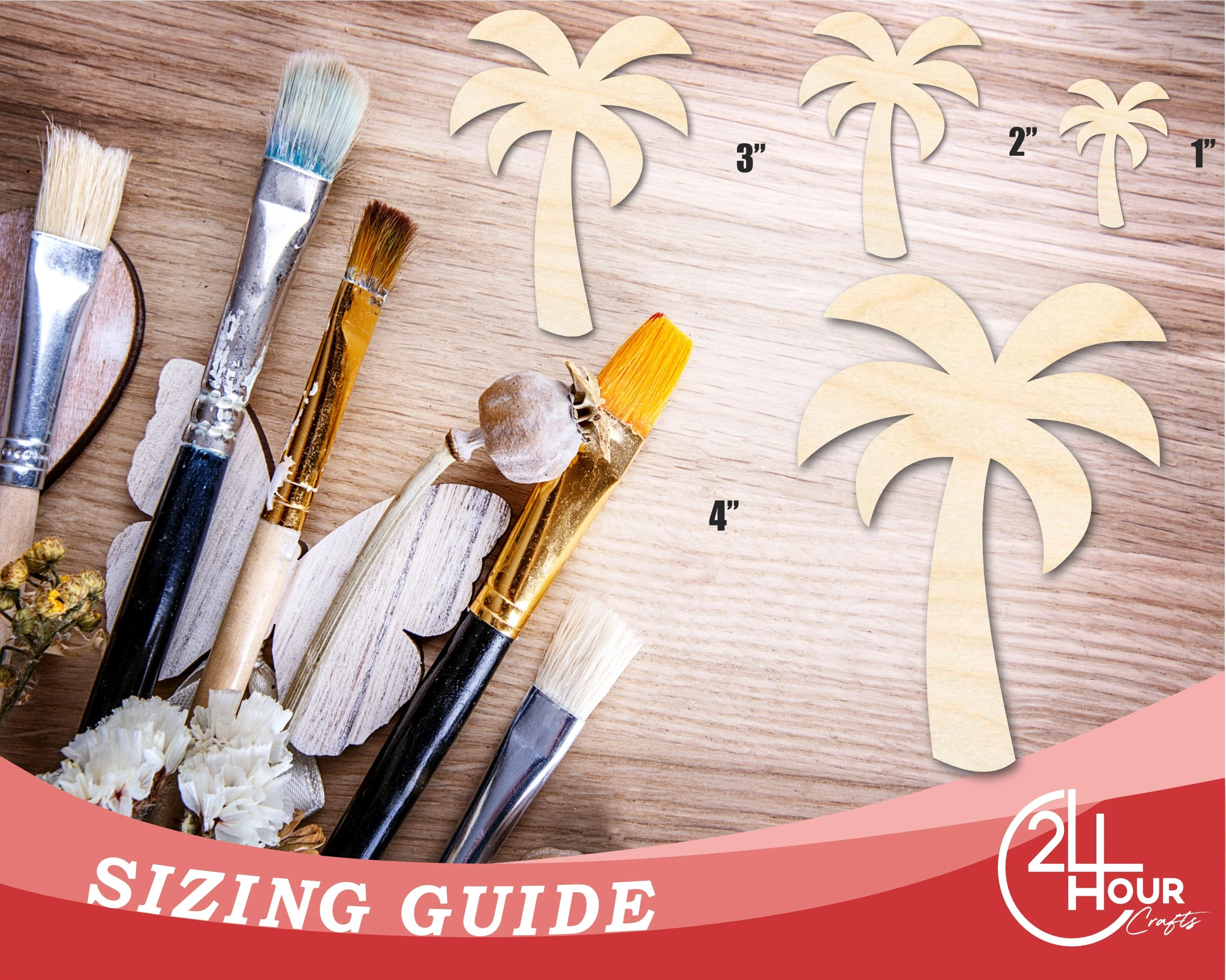 Unfinished Wood Simple Palm Tree Silhouette | DIY Tropical Beach Craft Cutout | up to 46" DIY - Image 3