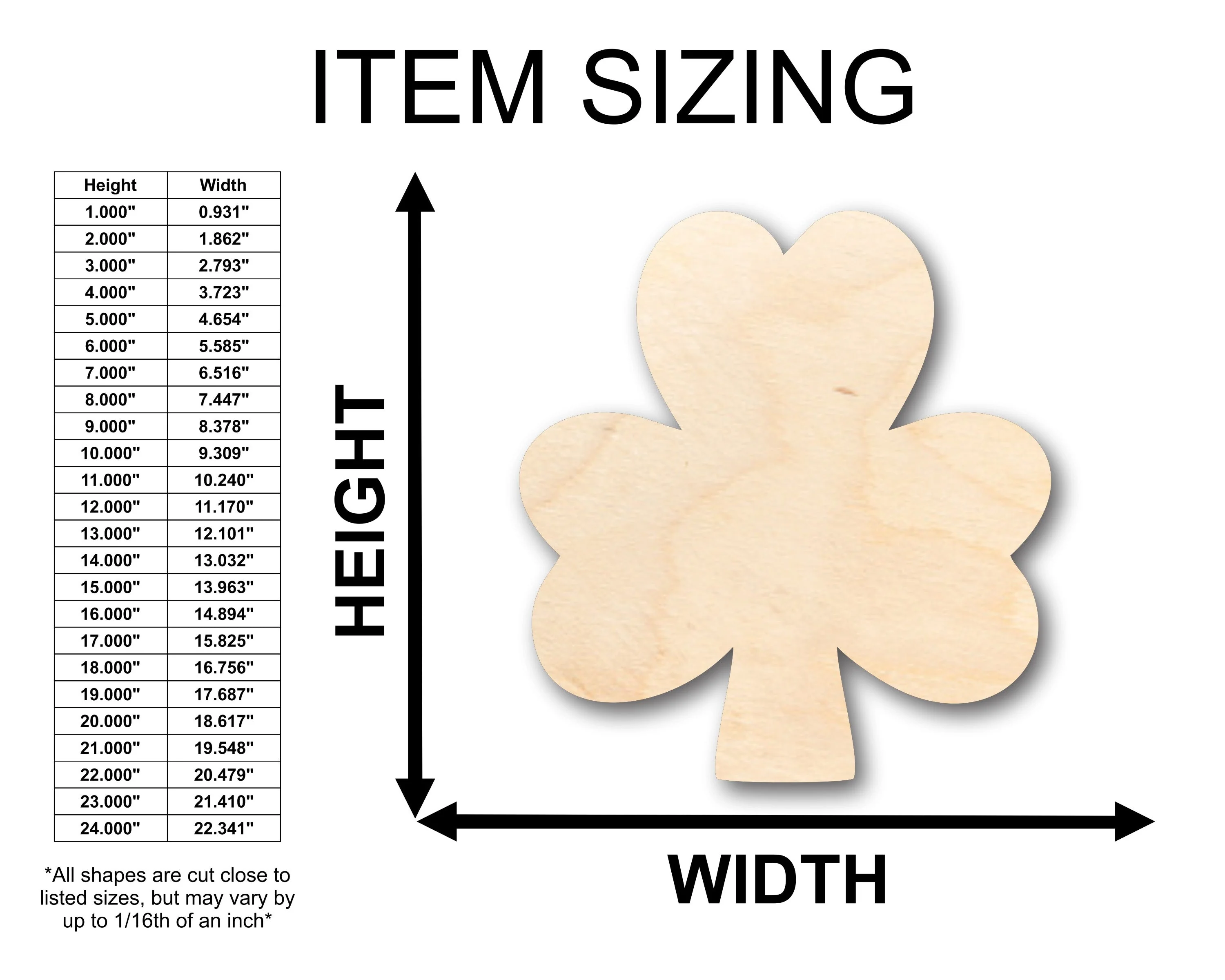 Unfinished Wood Simple Shamrock Shape - Craft - up to 46" DIY - Image 2