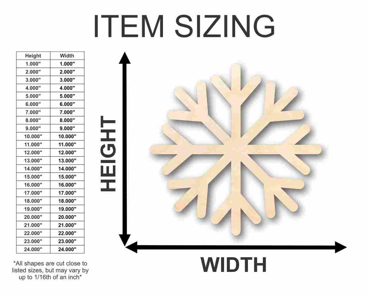 Unfinished Wood Simple Snowflake Shape - Winter Decor - Craft - up to 46" DIY - Image 2