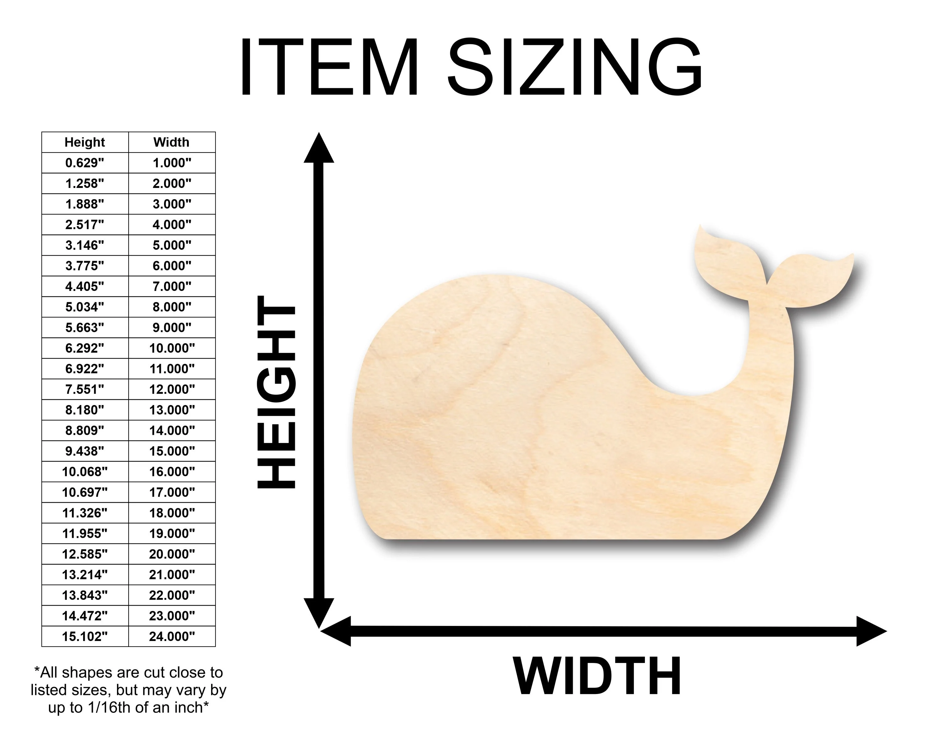 Unfinished Wood Simple Whale Shape - Craft - up to 46" DIY - Image 2