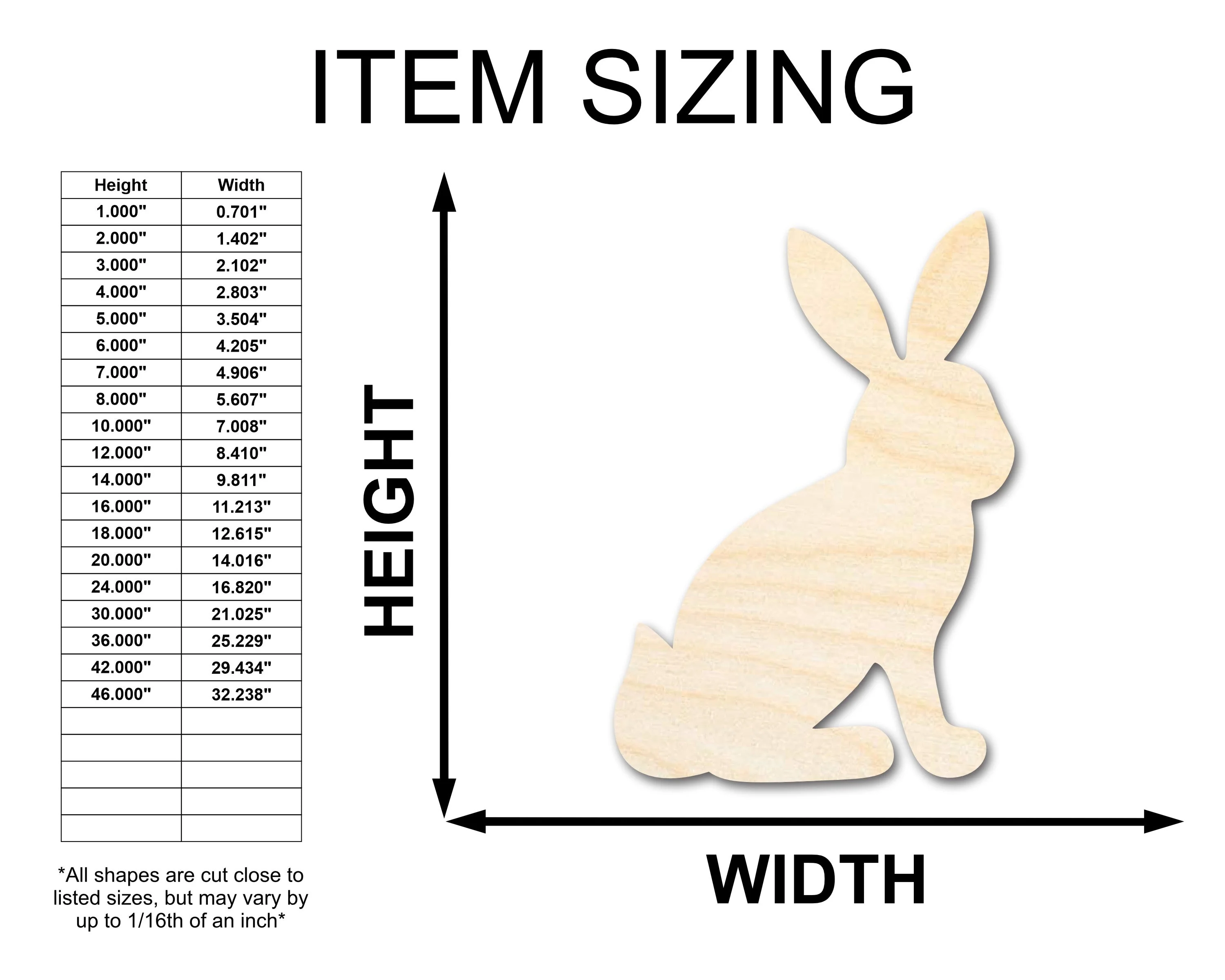 Unfinished Wood Sitting Bunny Shape - Craft - up to 46" DIY - Image 2