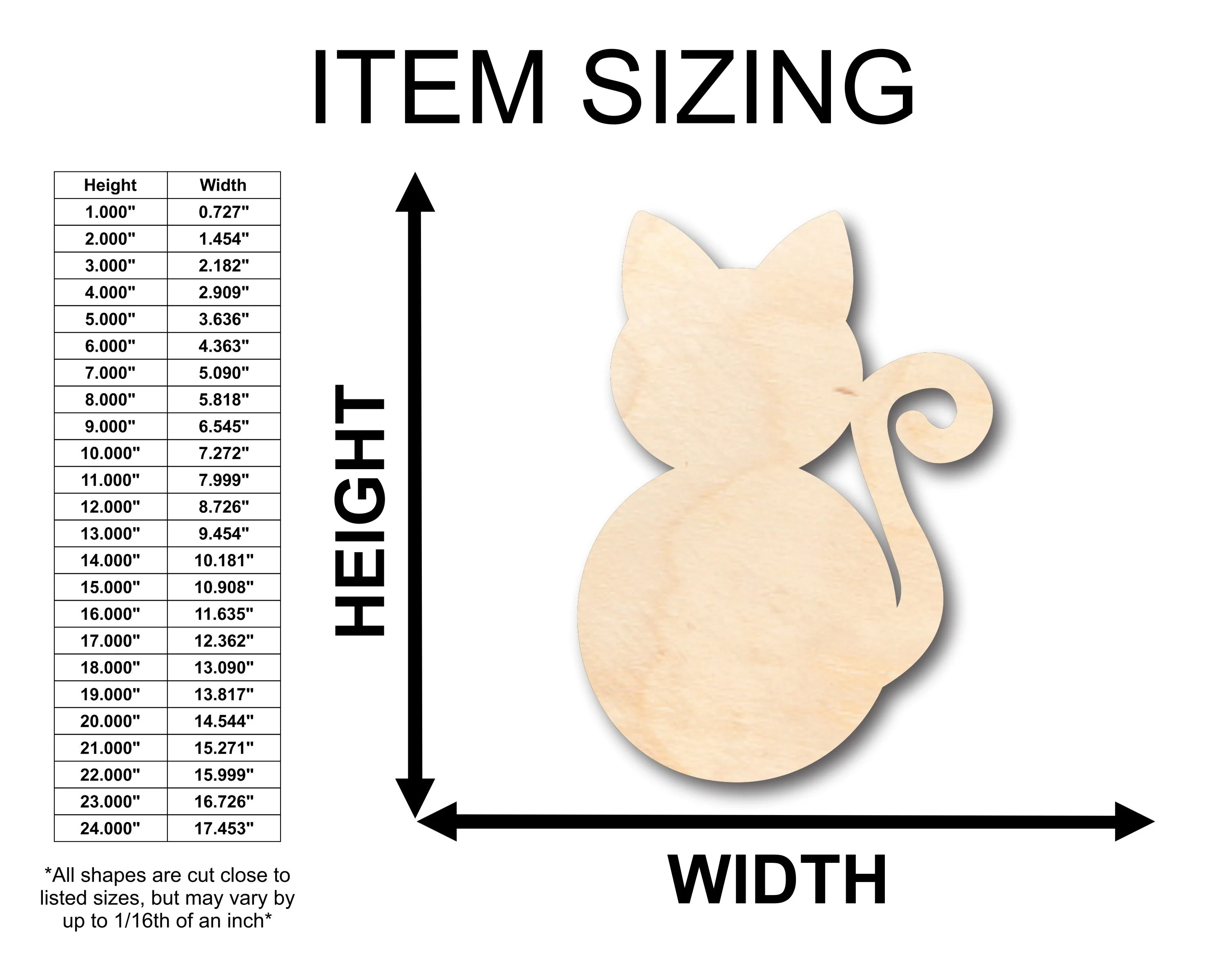 Unfinished Wood Sitting Cat Shape - Craft - up to 46" DIY - Image 2