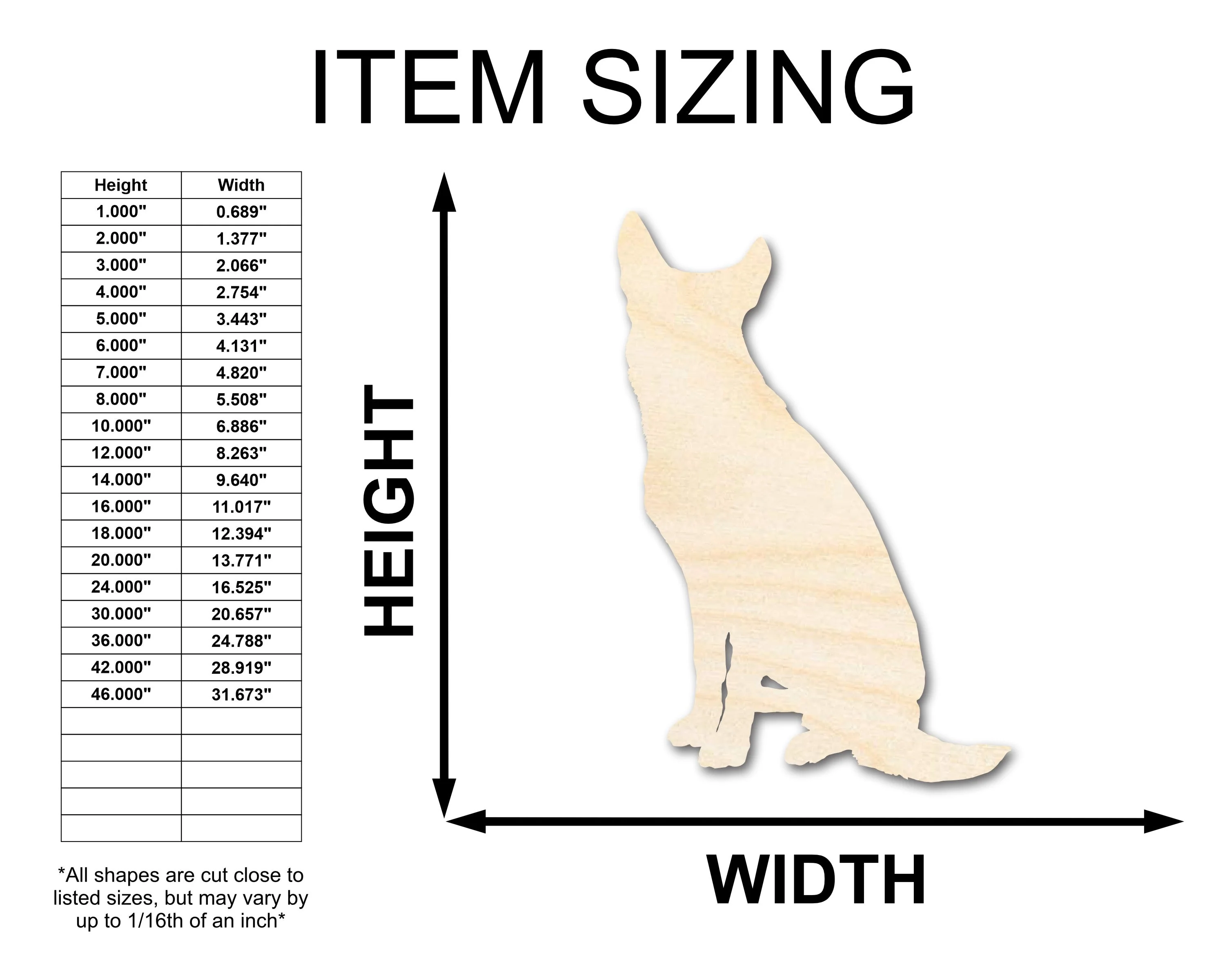 Unfinished Wood Sitting Dog Shape - up to 46" - Image 2