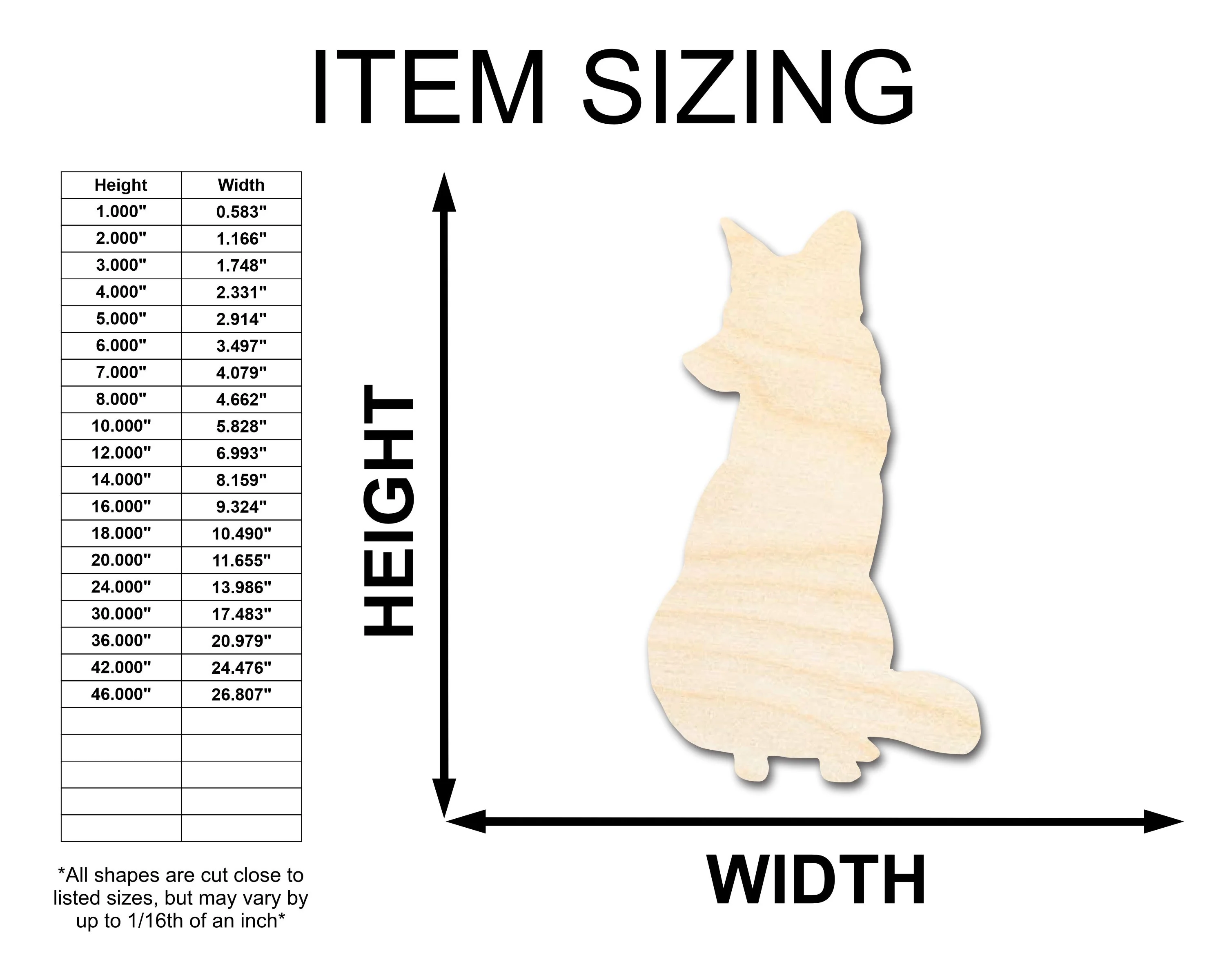 Unfinished Wood Sitting Fox Shape - Craft - up to 46" DIY - Image 2
