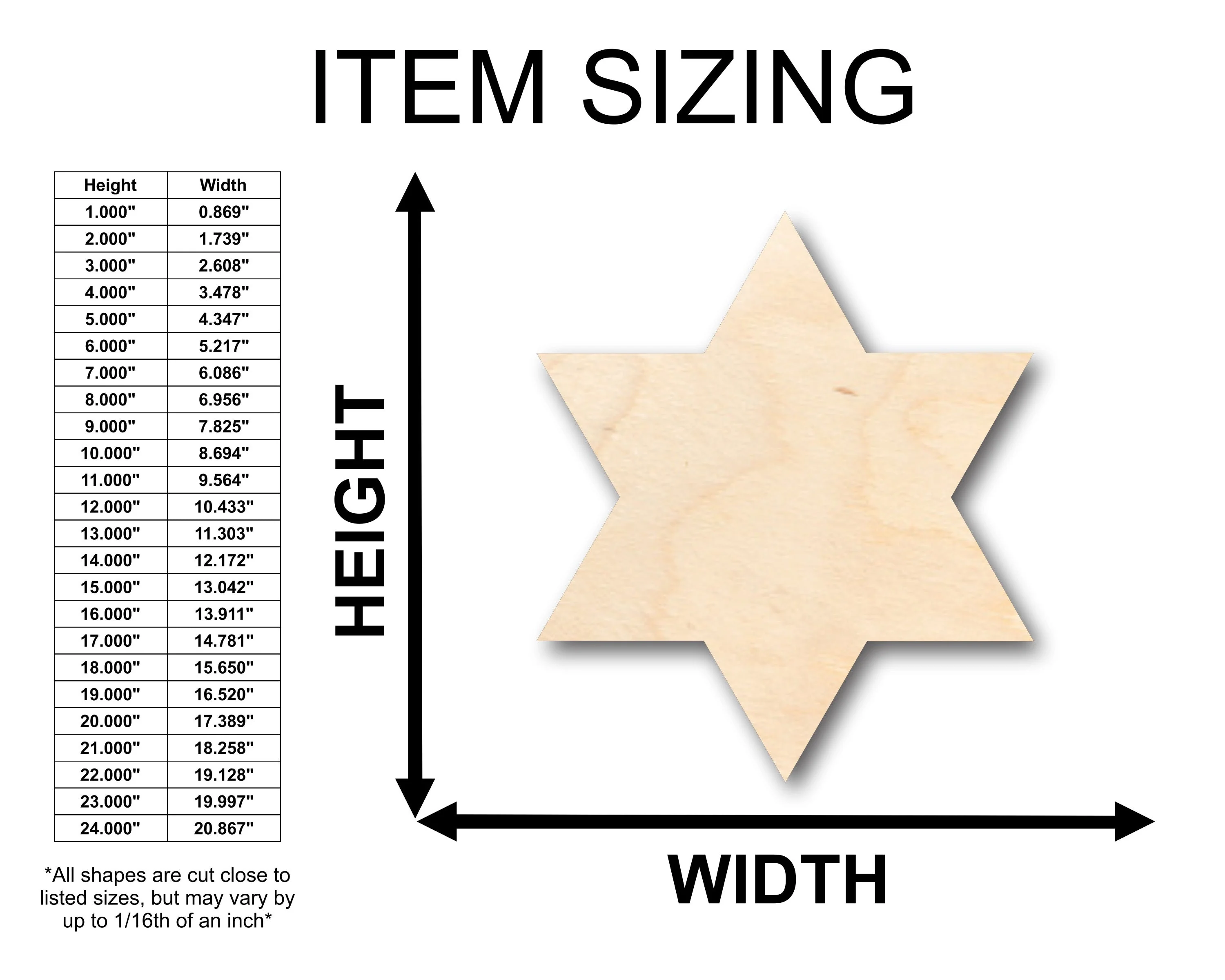 Unfinished Wood Six Point Star Shape - Craft - up to 46" DIY - Image 2