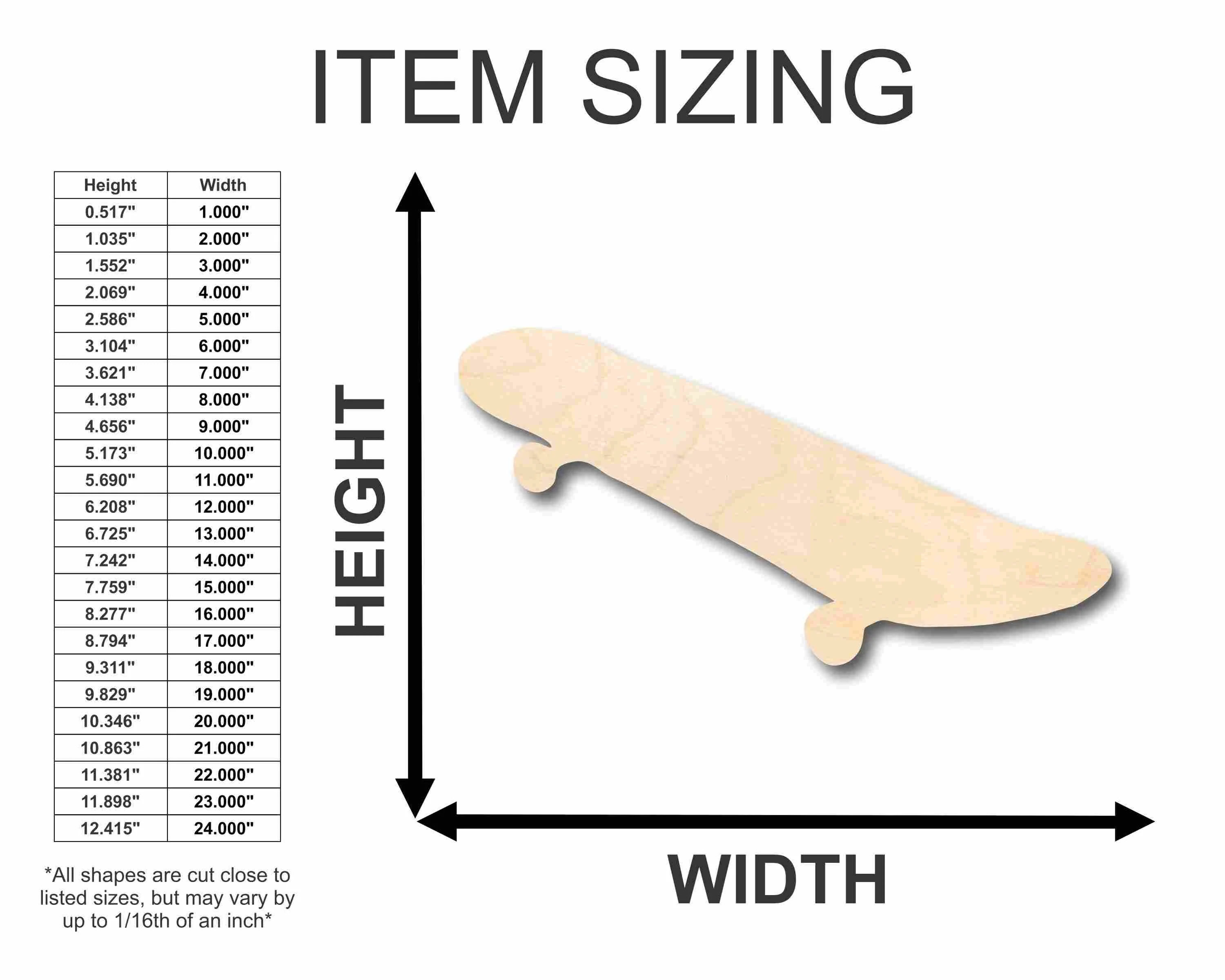 Unfinished Wood Skateboard Silhouette - Craft- up to 46" DIY - Image 2