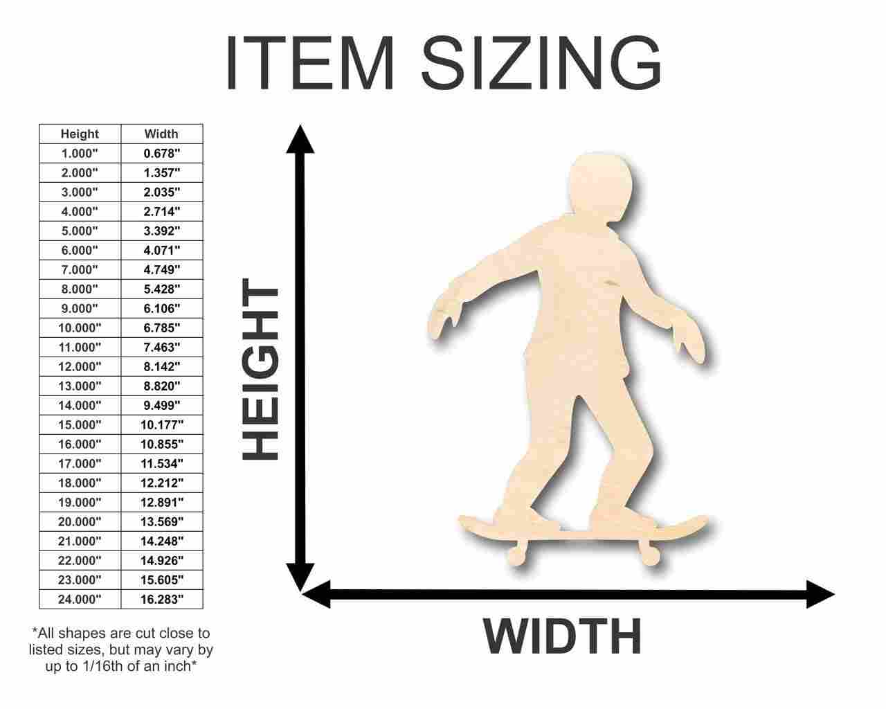 Unfinished Wood Skater Shape - Sports - Craft - up to 46" DIY - Image 2