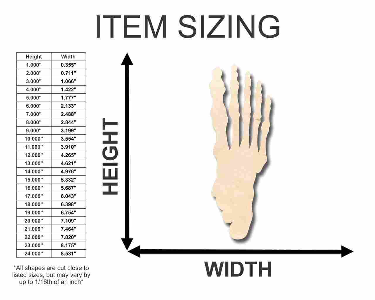 Unfinished Wood Skeleton Foot Shape - Bones - Craft- up to 46" DIY - Image 2