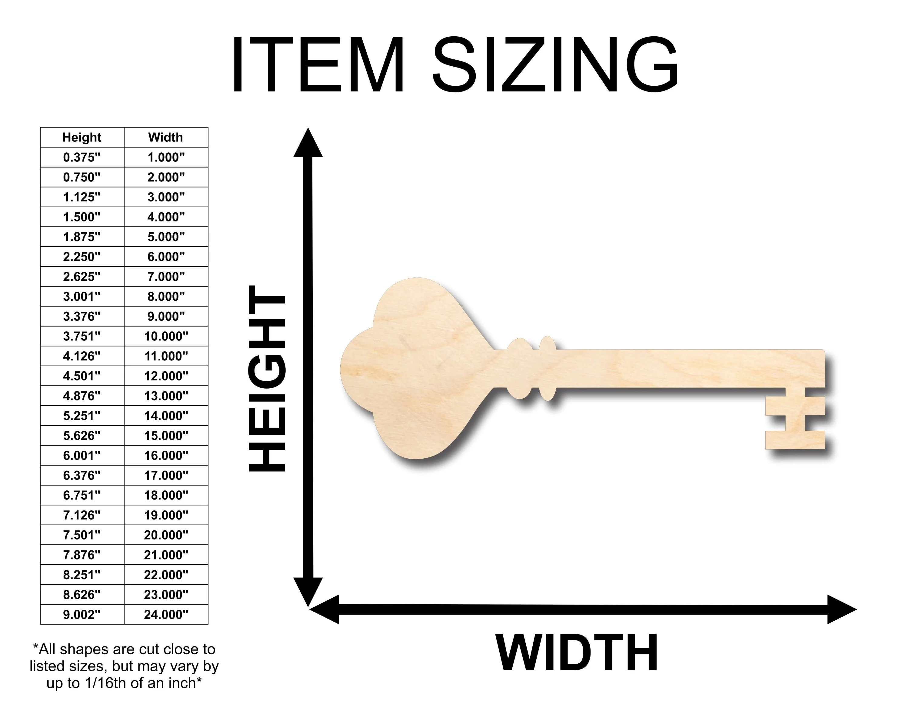 Unfinished Wood Skeleton Key Shape - Craft - up to 46" DIY - Image 2