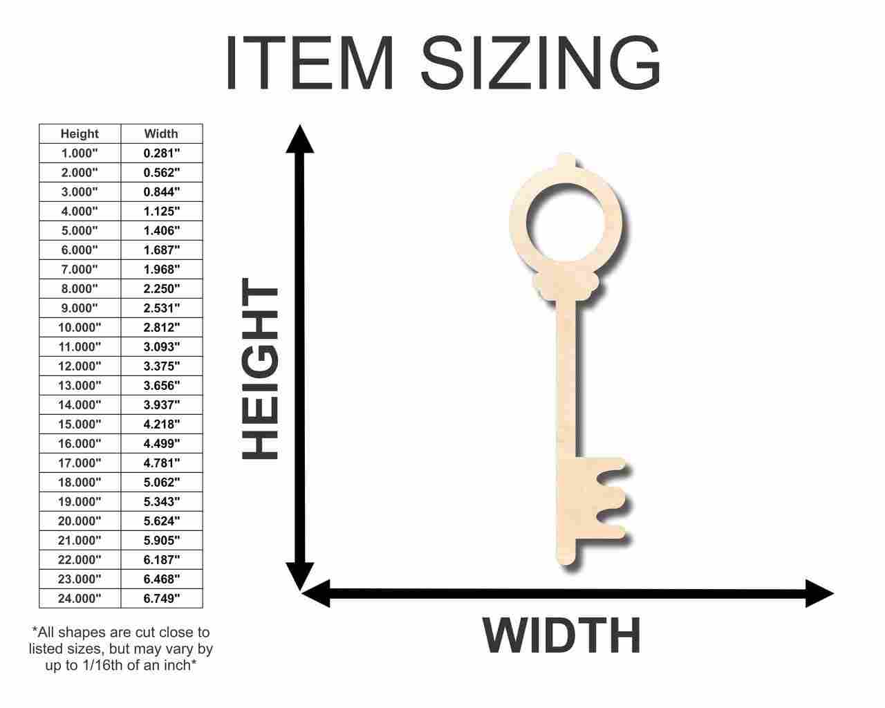 Unfinished Wood Skeleton Key Shape - Craft - up to 46" DIY - Image 2