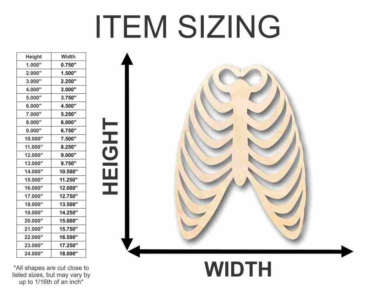 Unfinished Wood Skeleton Rib Cage Shape - Craft - up to 46" DIY - Image 2