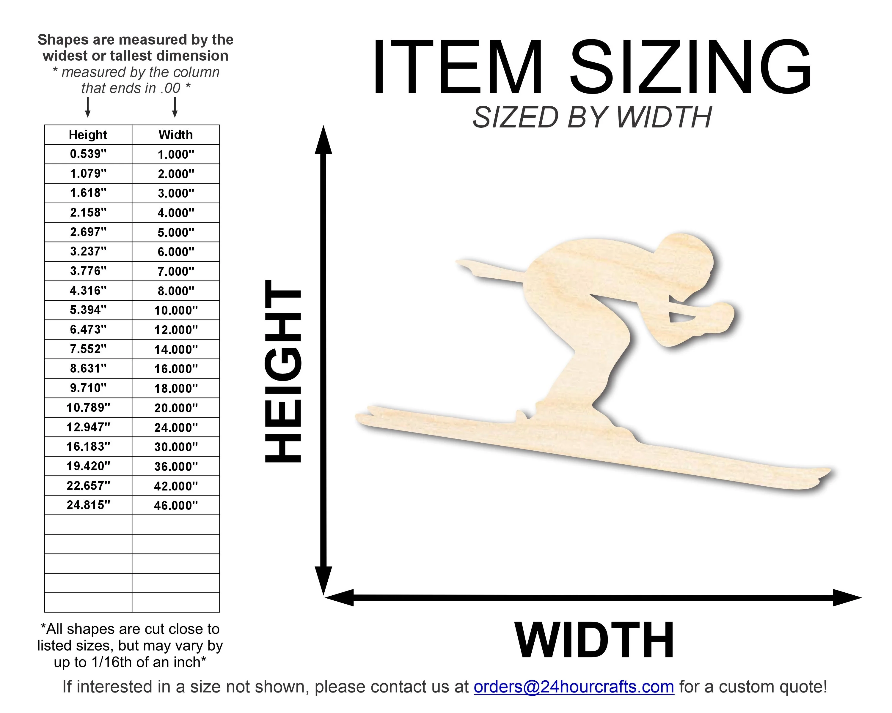 Unfinished Wood Skier Shape | DIY Craft Cutout | up to 46" DIY - Image 2