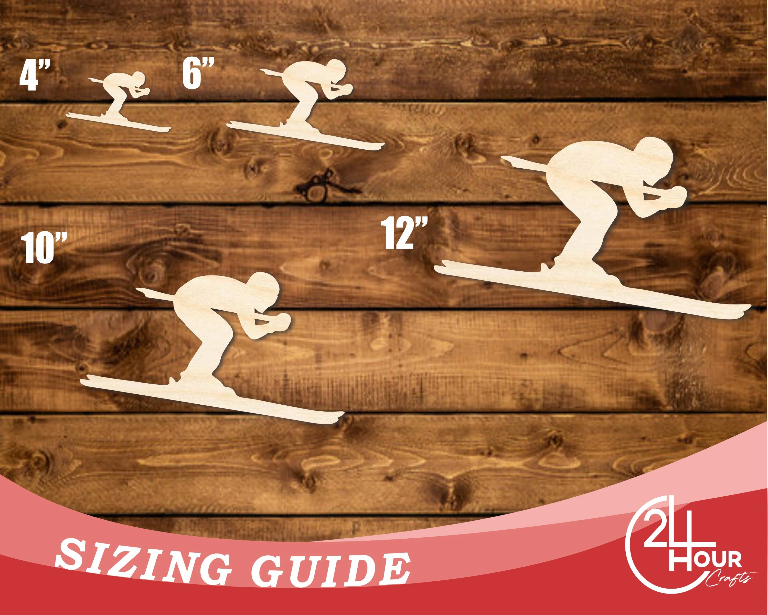 Unfinished Wood Skier Shape | DIY Craft Cutout | up to 46" DIY - Image 3