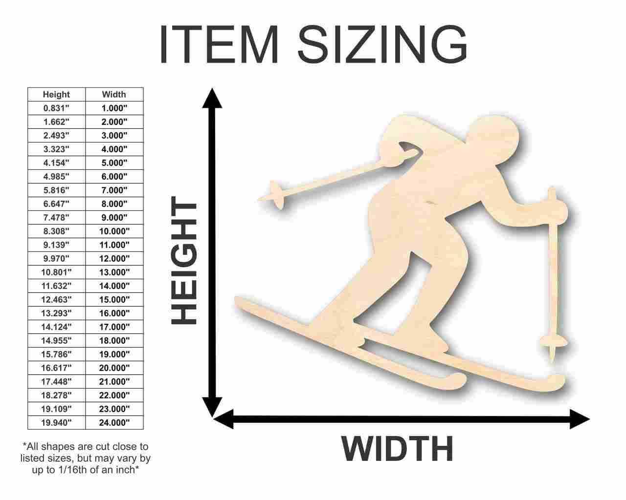 Unfinished Wood Skier Shape - Winter Olympics - Craft - up to 46" DIY - Image 2