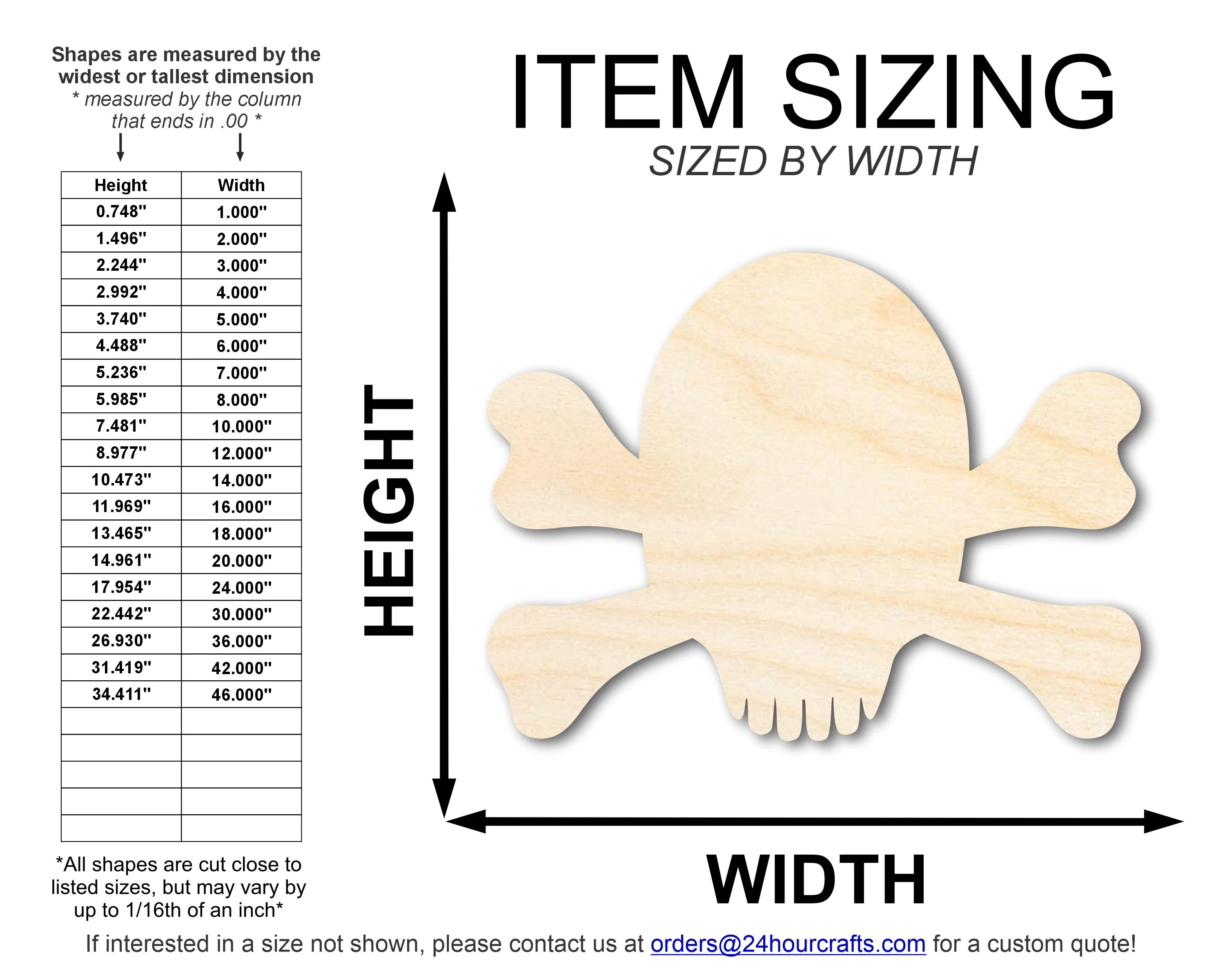 Unfinished Wood Skull and Bones Shape | DIY Craft Cutout | up to 46" DIY - Image 2