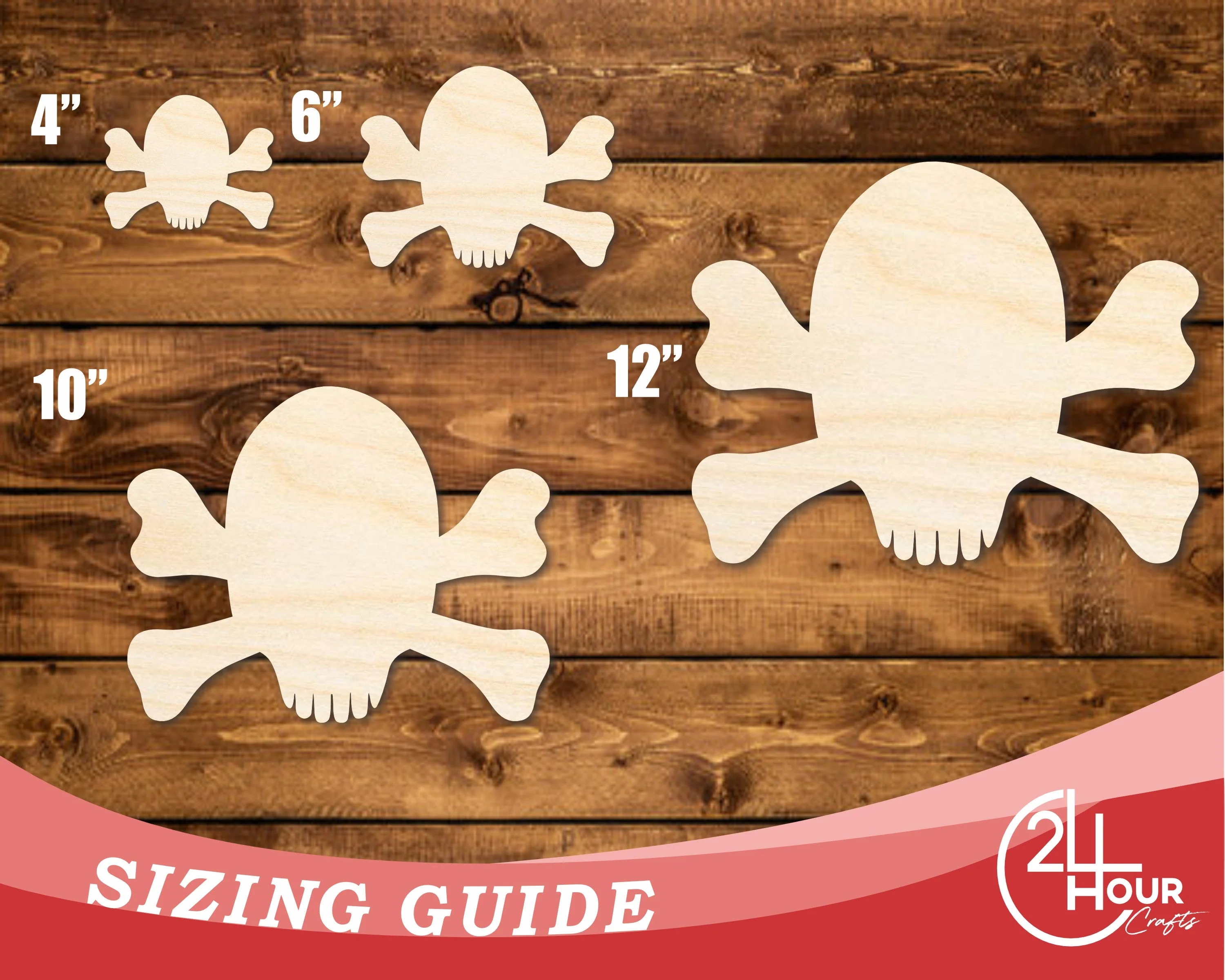Unfinished Wood Skull and Bones Shape | DIY Craft Cutout | up to 46" DIY - Image 3