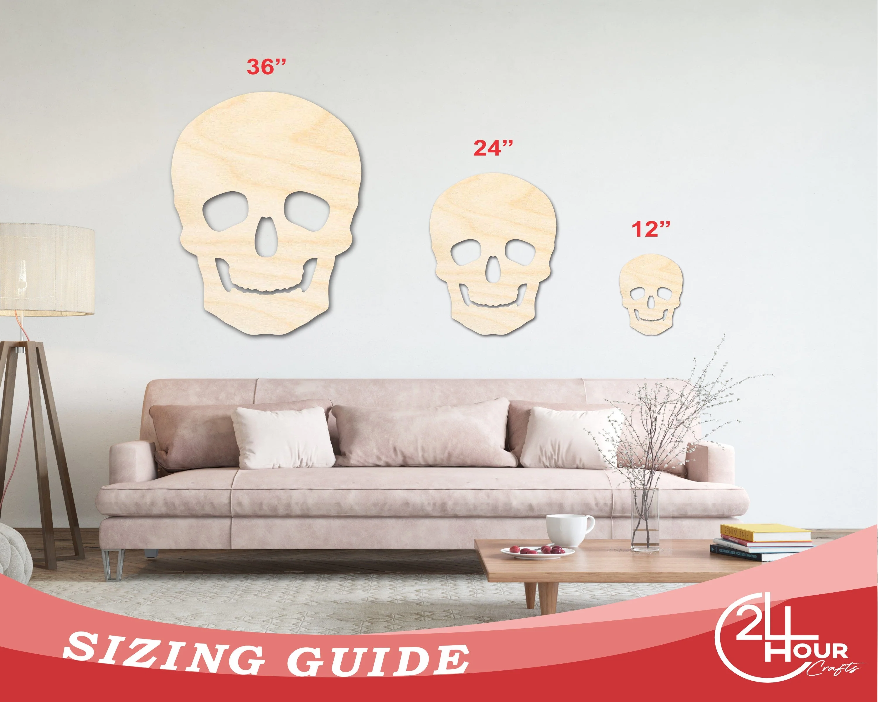 Unfinished Wood Skull Shape - Halloween - Spooky - Craft - up to 46" DIY - Image 3