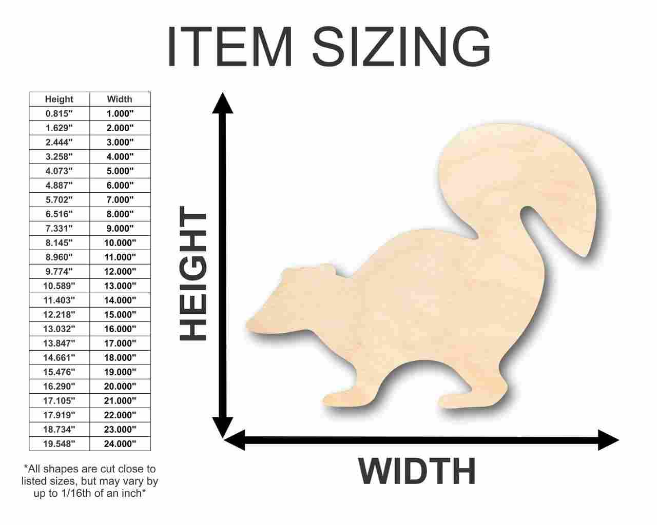Unfinished Wood Skunk Shape - Animal - Craft - up to 46" DIY - Image 2