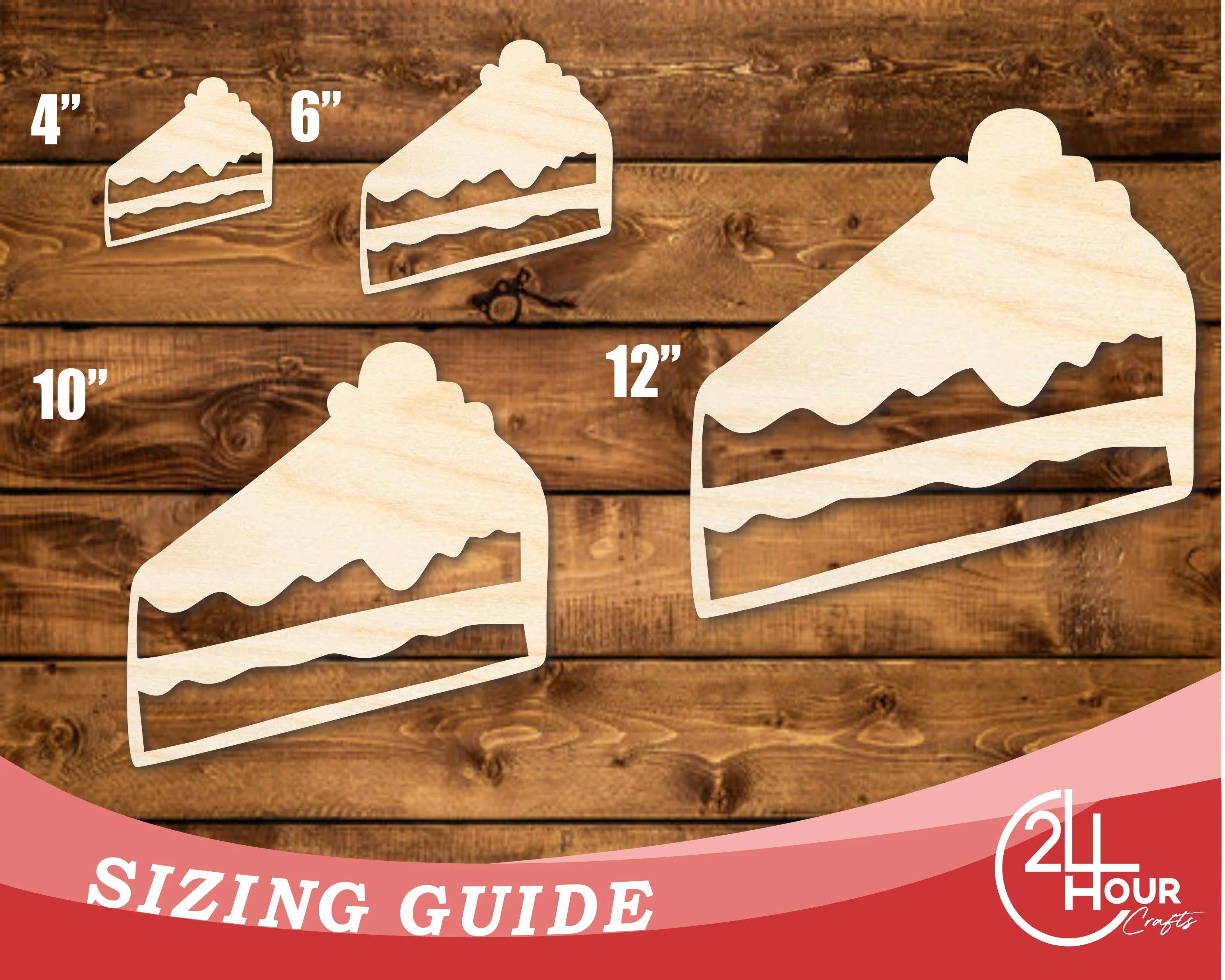 Unfinished Wood Slice of Cake Shape | DIY Craft Cutout | up to 46" DIY - Image 3