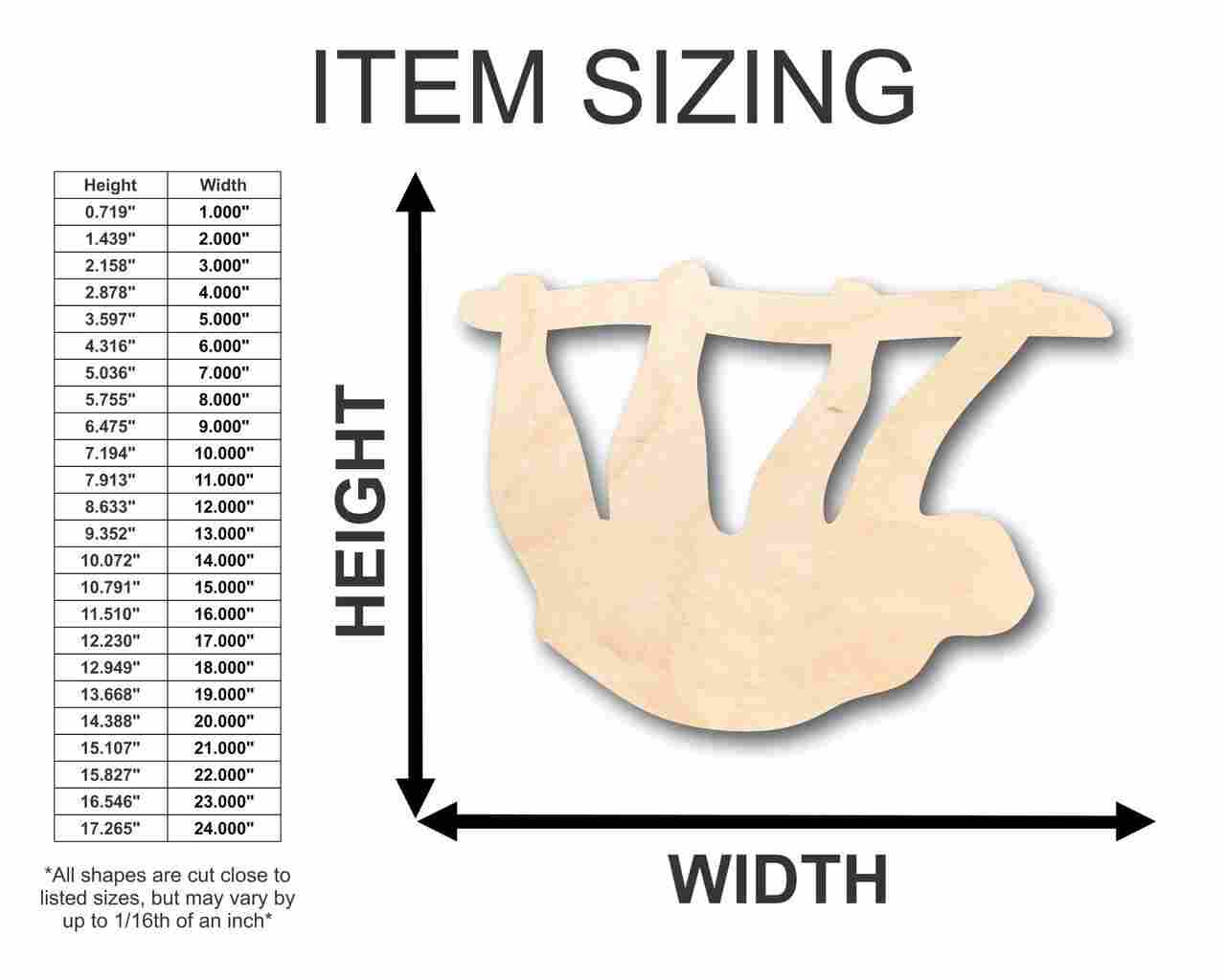 Unfinished Wood Sloth Shape - Animal - Wildlife - Craft - up to 46" DIY - Image 2