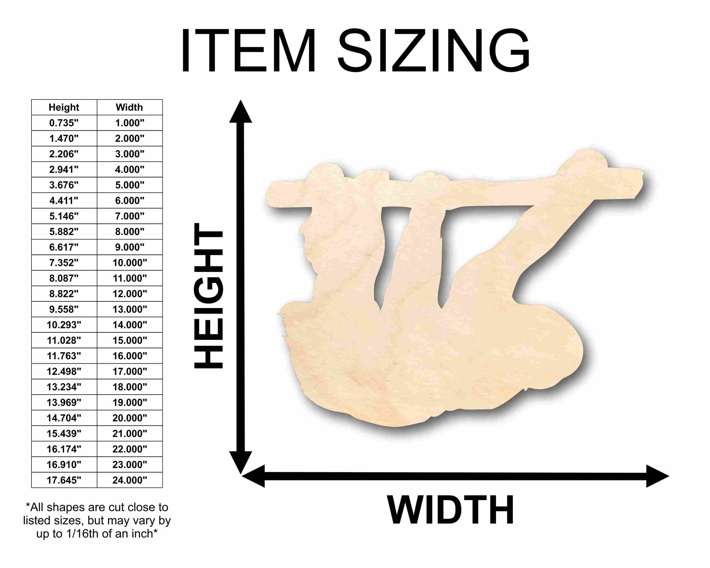 Unfinished Wood Sloth Silhouette - Craft- up to 46" DIY - Image 2