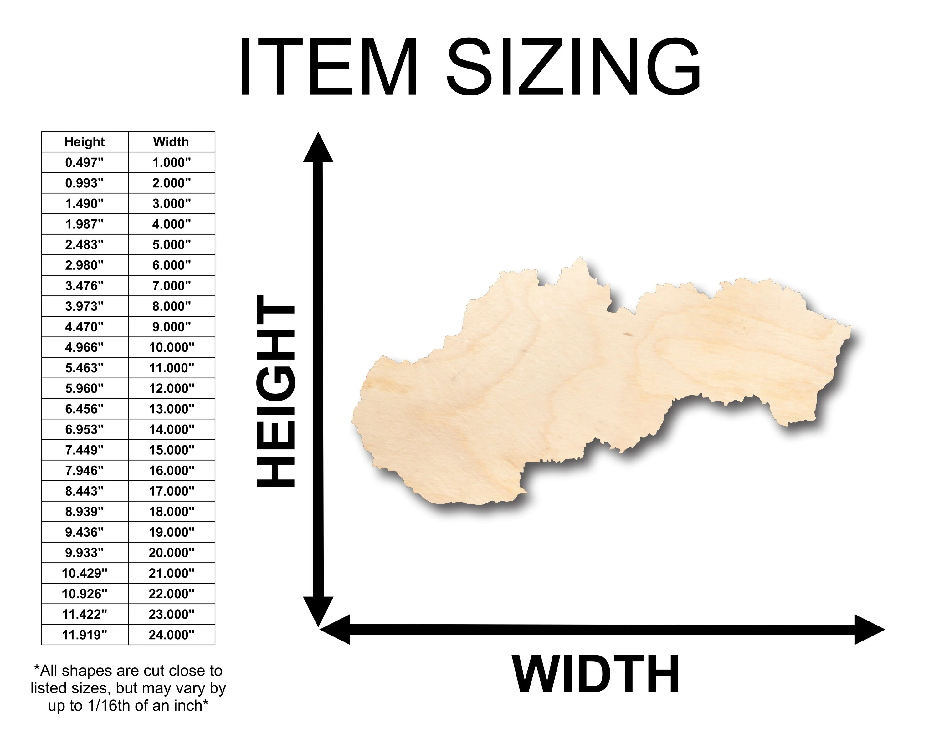 Unfinished Wood Slovakia Country Shape - Craft - up to 46" DIY - Image 2